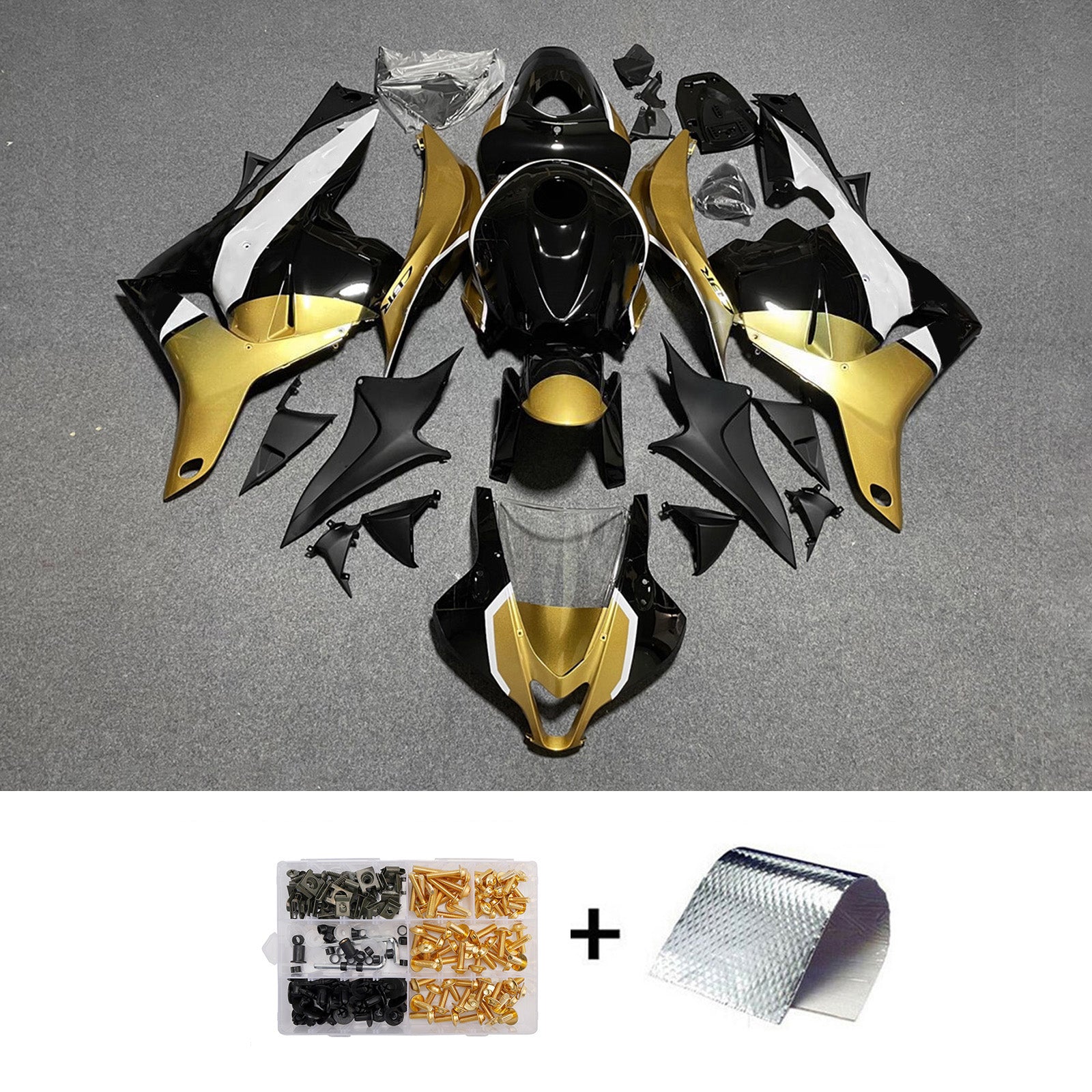 Amotopart 2009-2012 Honda CBR600RR Black Gold Fairing Kit