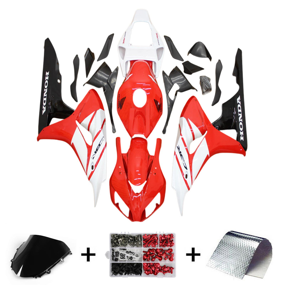 Amotopart 2006-2007 Kit carena Honda CBR1000RR bianco e rosso Style1