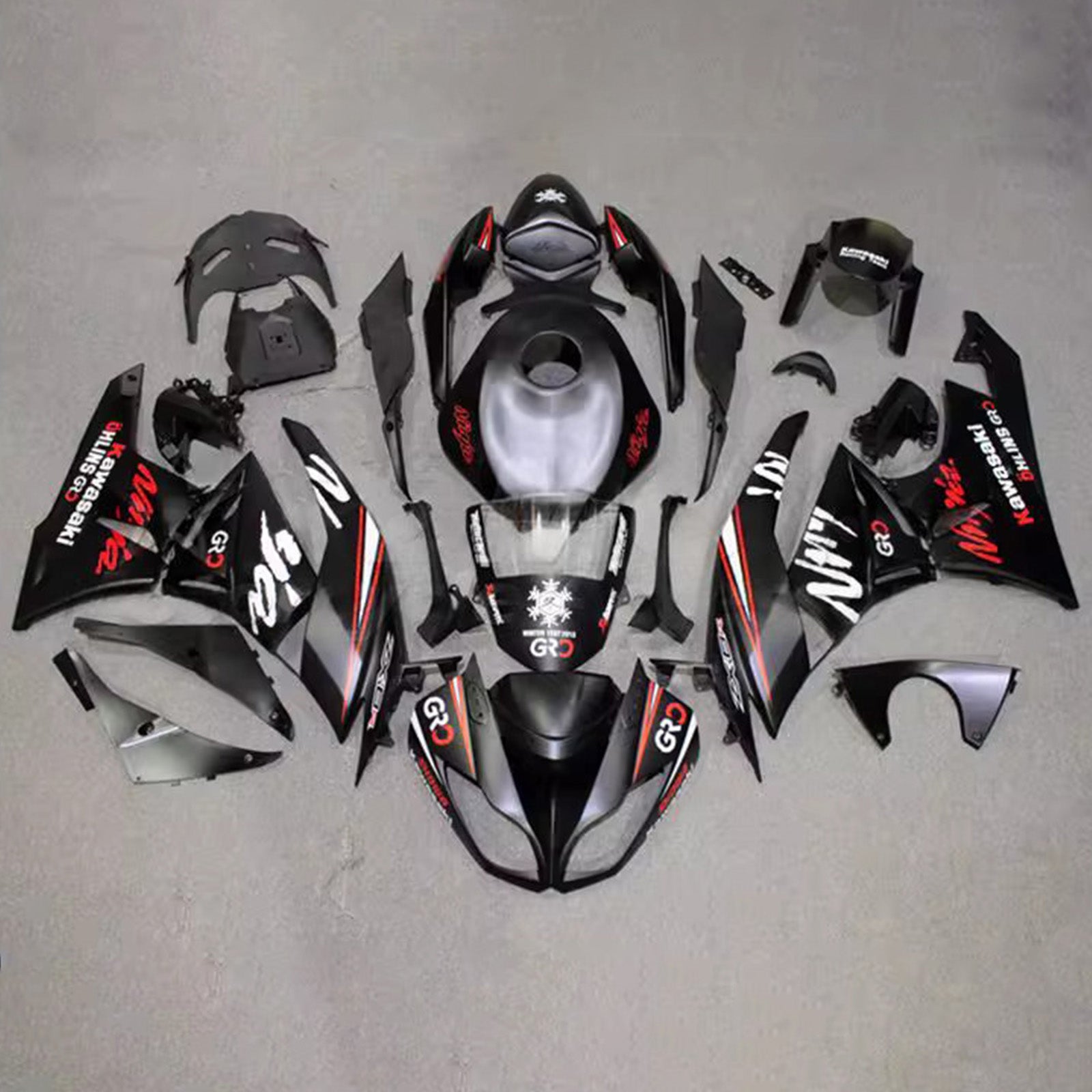 Amotopart 2009-2012 Kawasaki ZX6R 636 Black Red White Fairing Kit