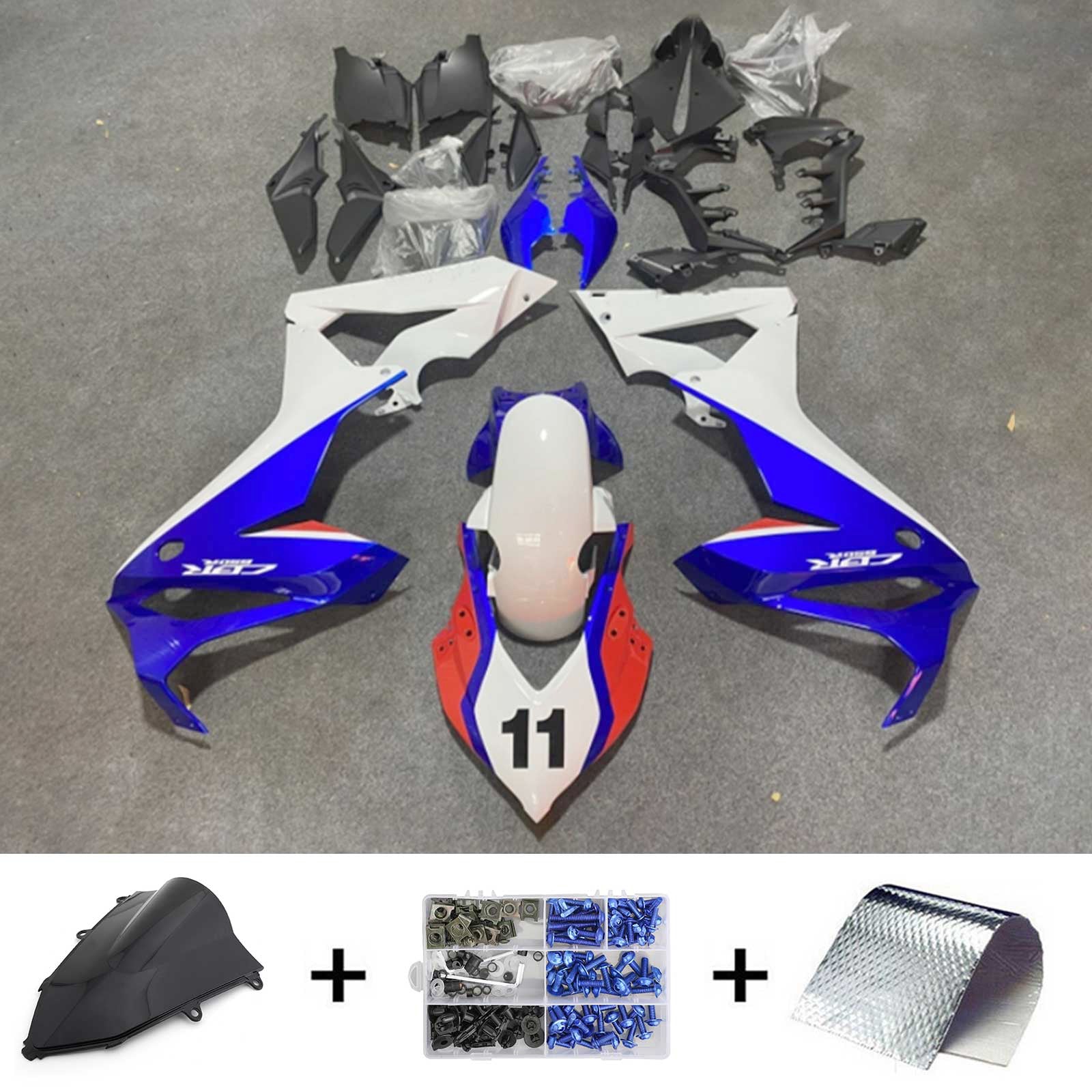 Amotopart 2019–2020 Honda CBR650R Verkleidungsset in Blau und Rot