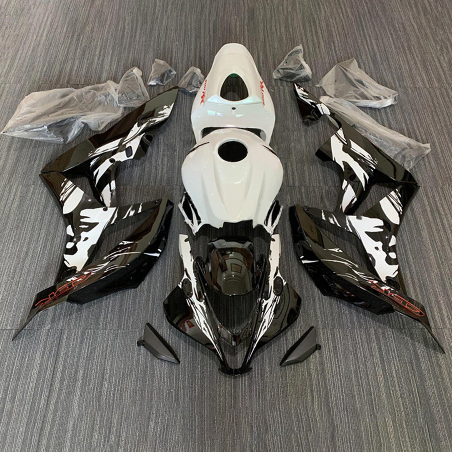 Amotopart 2007-2008 Honda CBR600RR Black White Fairing Kit