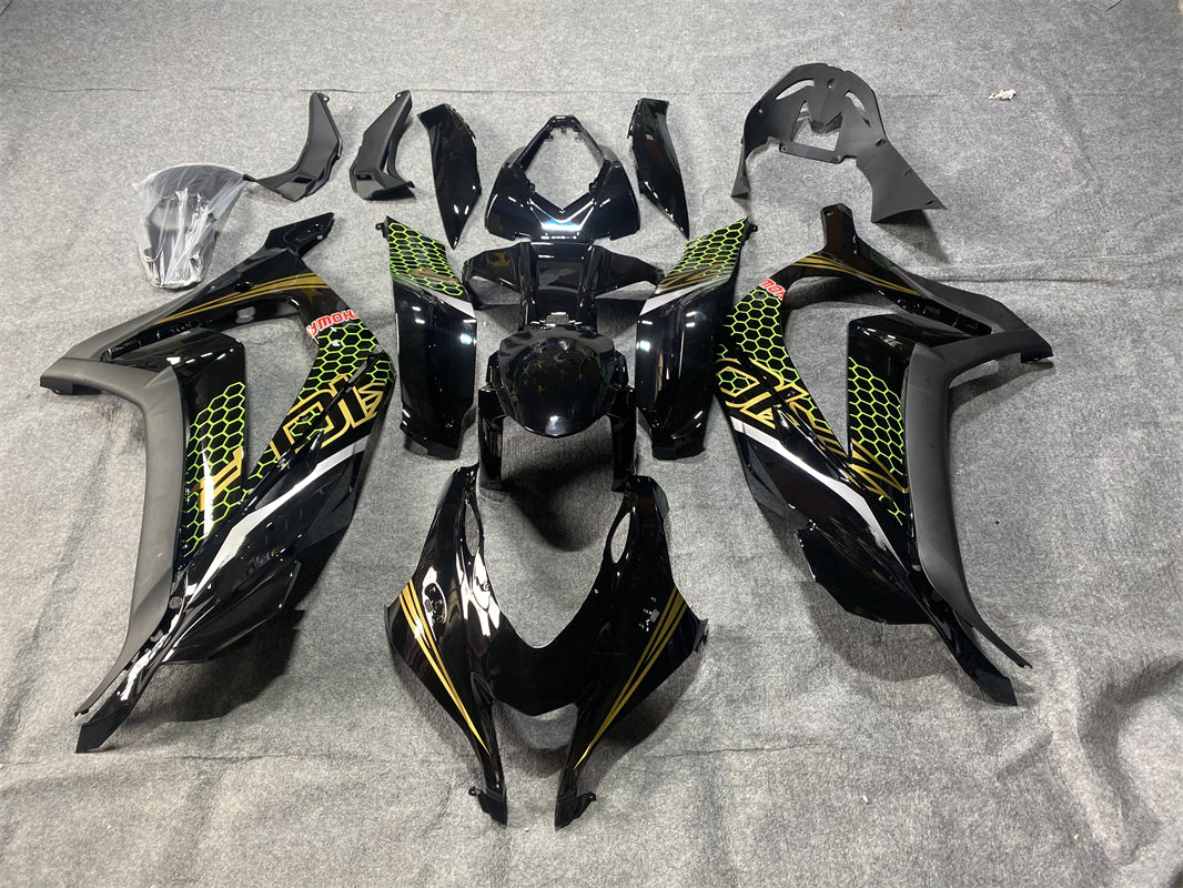 Kit de carenado Amotopart Kawasaki ZX10R 2016-2020 negro y verde Style4