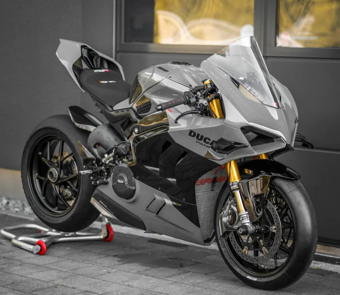 Amotopart Ducati 22-24 Panigale V4 V4S y 23-24 Panigale V4SP V4R Kit de carenado negro gris claro