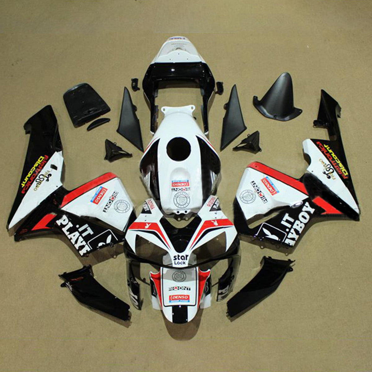 Amotopart 2003-2004 Honda CBR600RR Kit de carenado blanco negro rojo