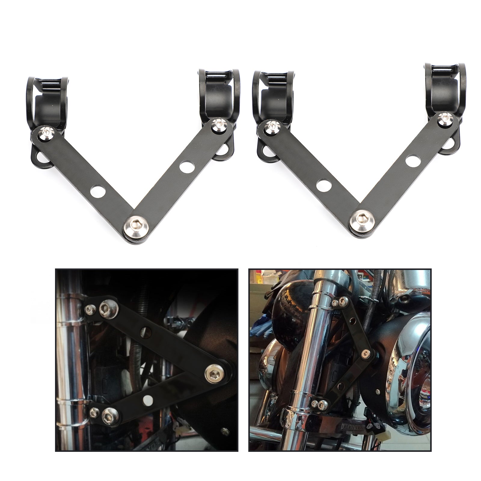 41mm-51mm Garfo Preto Suporte de Montagem de Farol Adaptador de Suporte de Lâmpada de Cabeça de Motocicleta