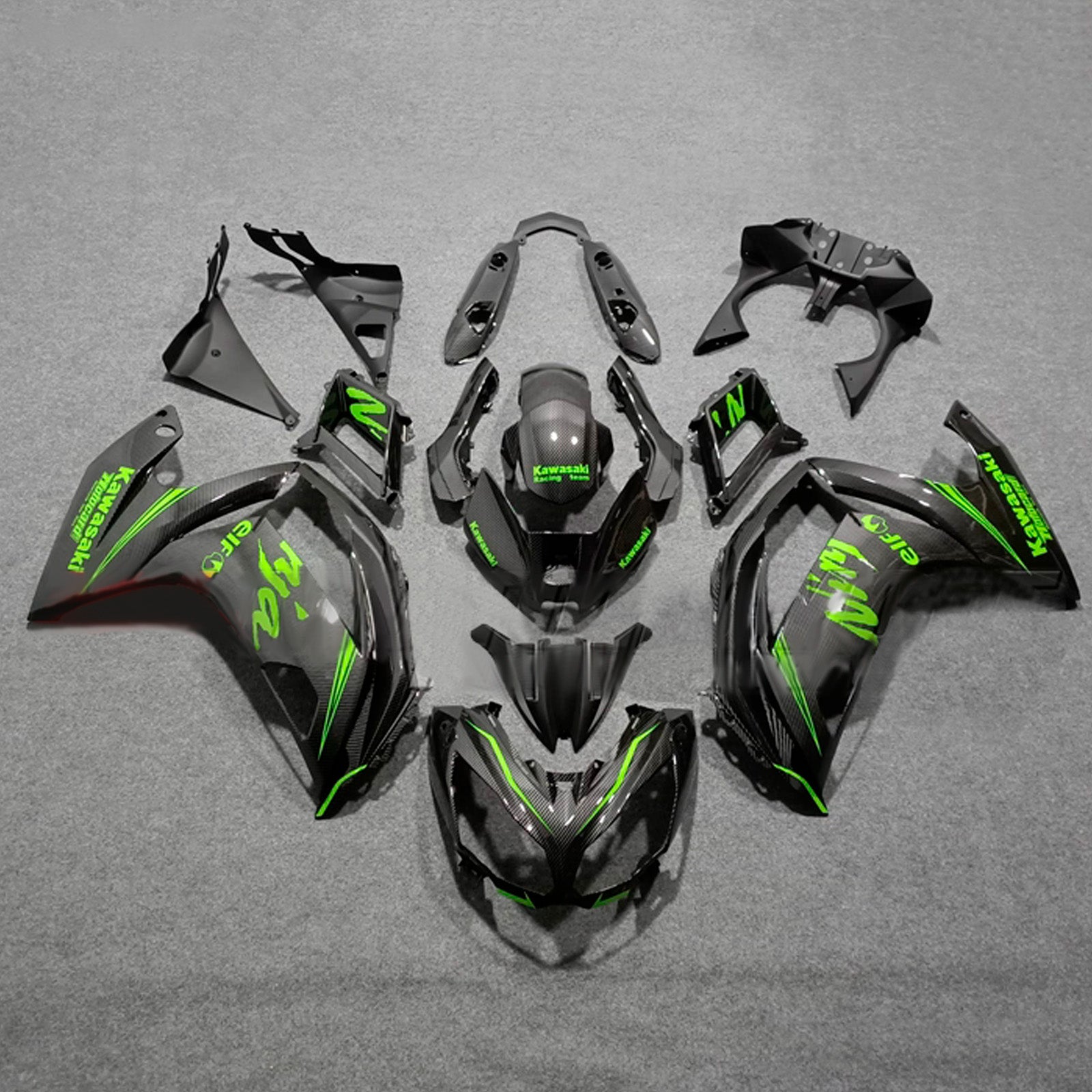 Amotopart 2012-2016 Kawasaki ER6F/Ninja650 Black Green Fairing Kit