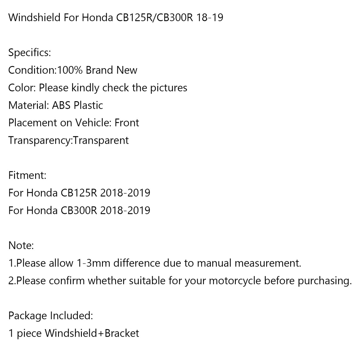18-19 Honda CB125R/CB300R Forrude