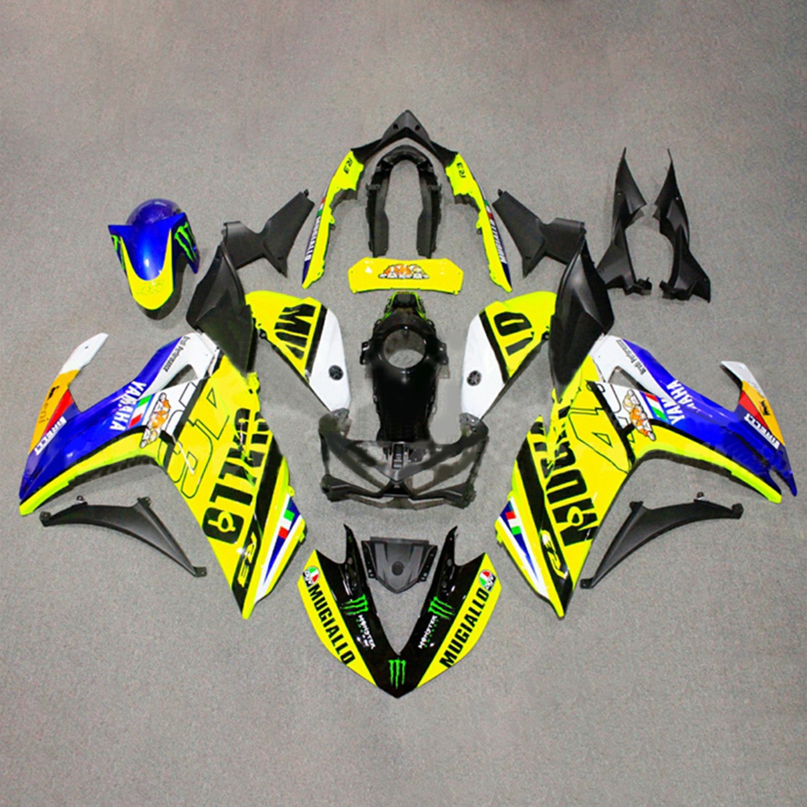 Amotopart YZF-R3 2014-2018 R25 2015-2017 Yamaha Blue&Yellow Style4 Fairing Kit