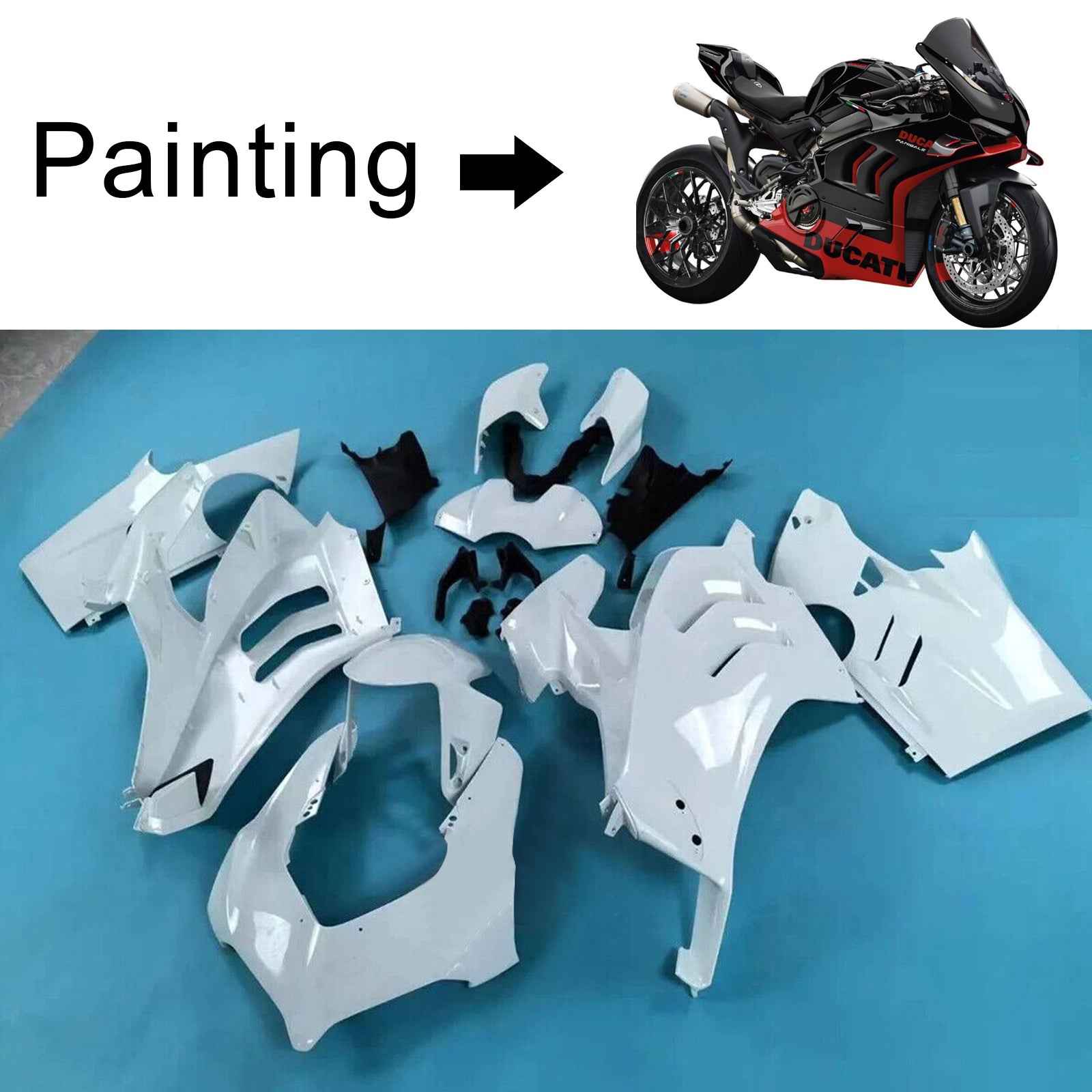 Amotopart Ducati 22-24 Panigale V4 V4S & 23-24 Panigale V4SP V4R Kit de carénage rouge noir