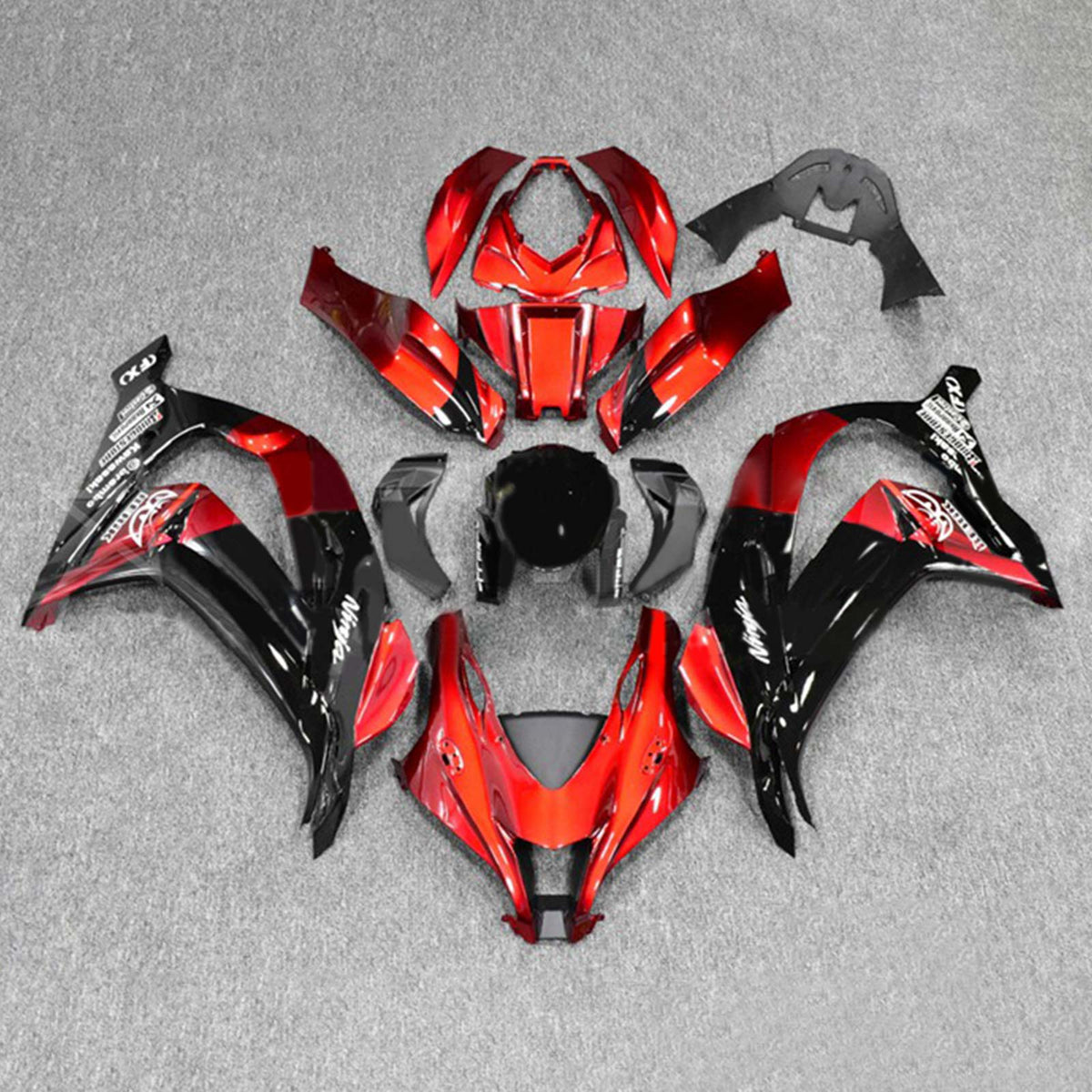 Amotopart 2016-2020 ZX10R Kawasaki Kit de carenado rojo y negro Style2