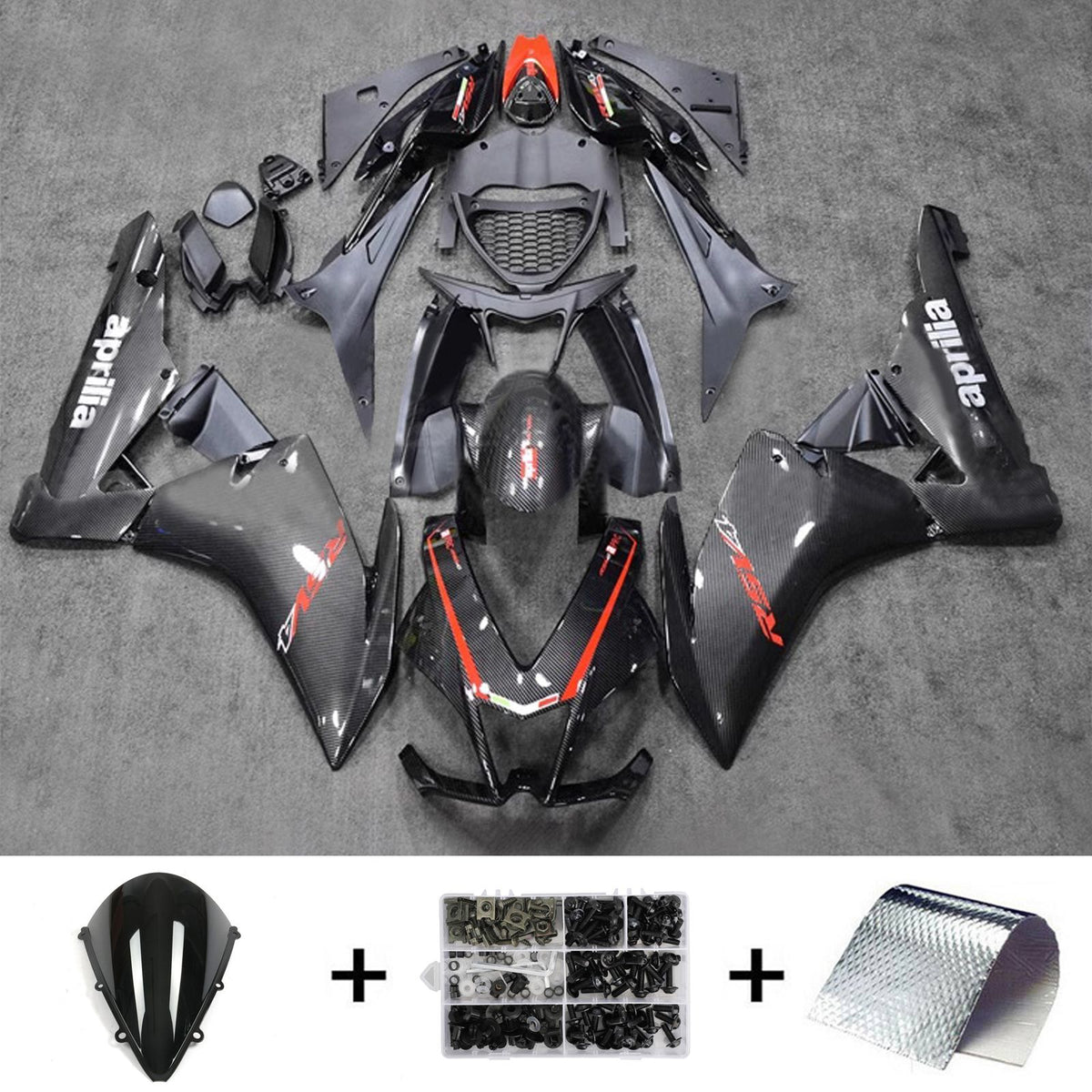 Amotopart 2009-2015 Aprilia RSV4 1000 Carbon Fiber Black Fairing Kit