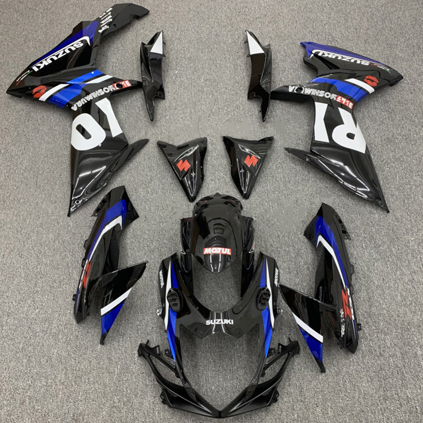 Amotopart 2011-2024 GSXR 600/750 スズキ ブラック ブルー アクセント Style1 フェアリングキット