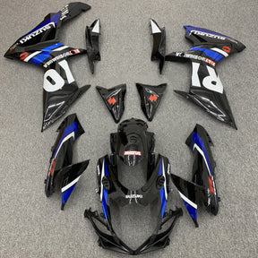 Amotopart 2011-2024 GSXR 600/750 Suzuki Nero con accenti blu Style1 Kit carenatura