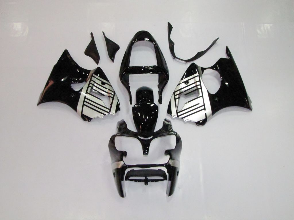 Amotopart 2000-2002 Kawasaki ZX6R 636 2005-2008 Kawasaki ZZR600 Black Silver Fairing Kit