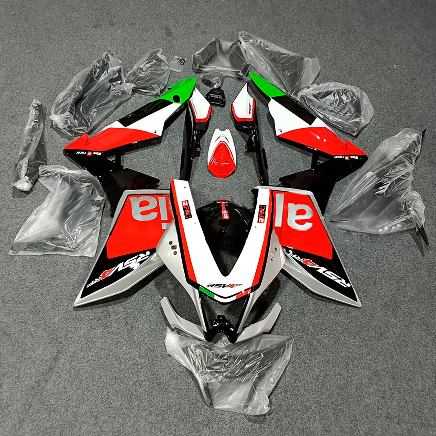 Amotopart 2009-2015 Aprilia RSV4 1000 Black Red Green Fairing Kit