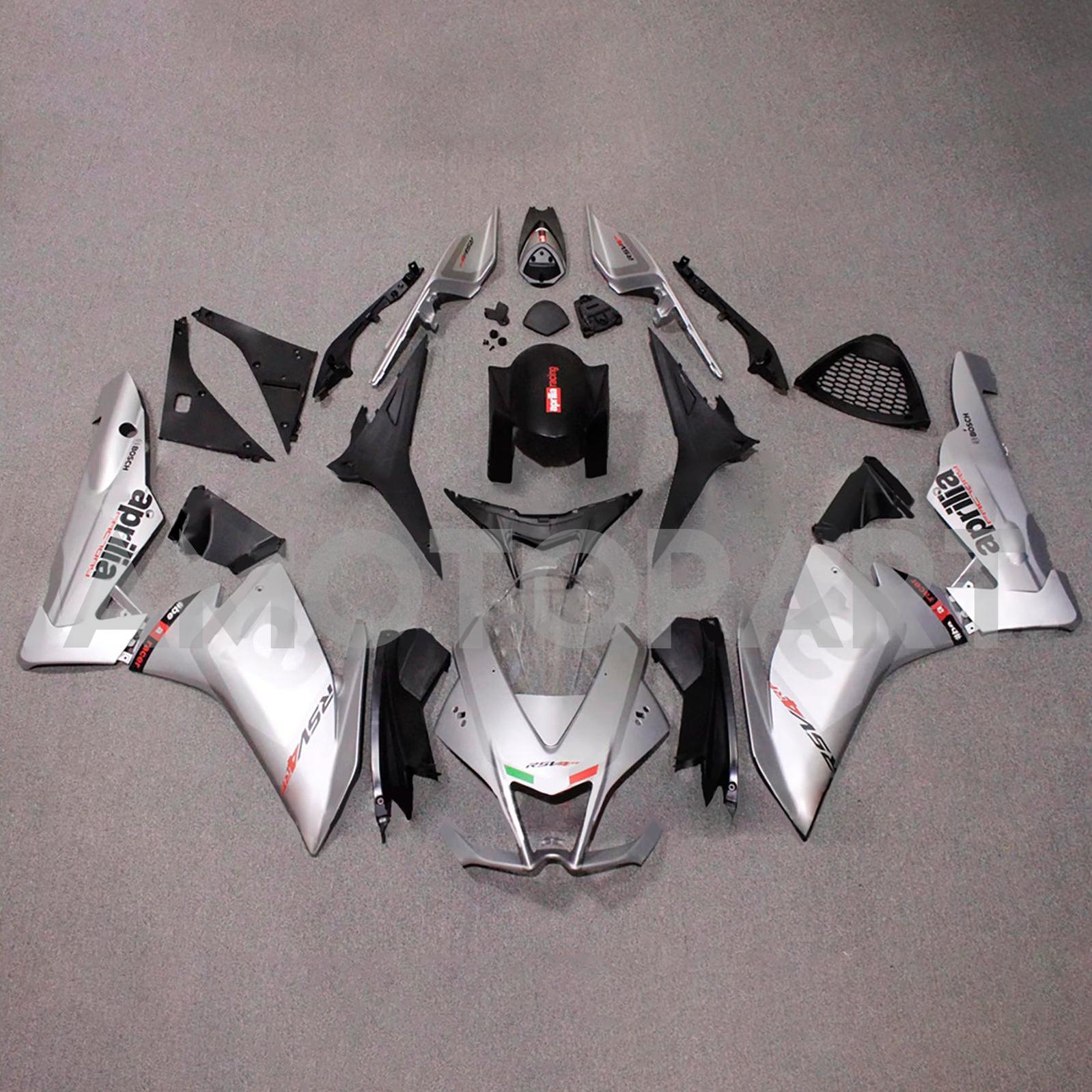 Amotopart 2009-2015 Aprilia RSV4 1000 Silver Black Fairing Kit