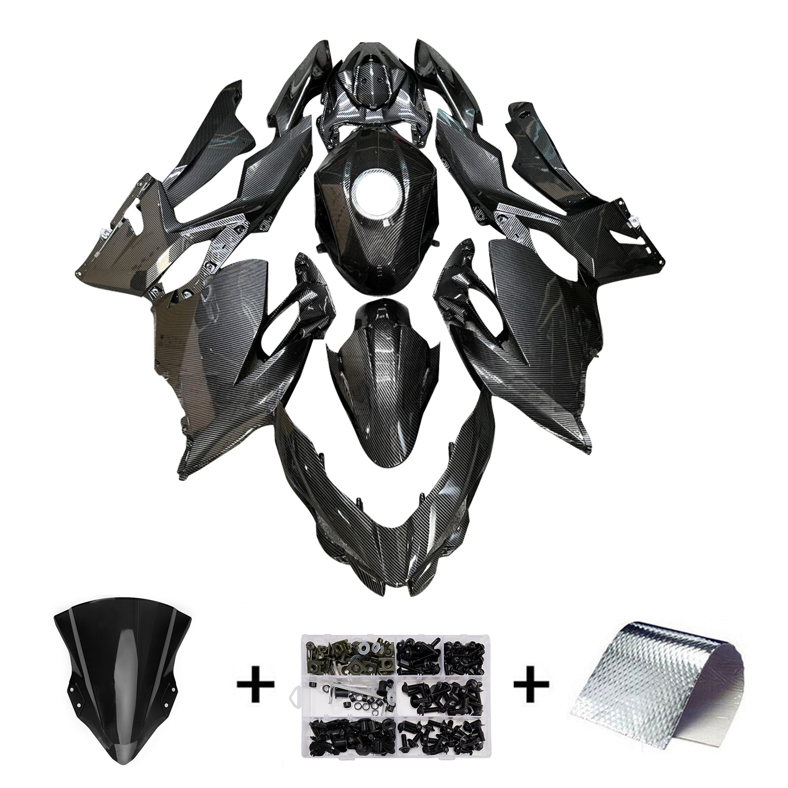 Amotopart 2018-2024 Kawasaki EX400 Ninja400 Carbon Fiber Pattern Fairing Kit