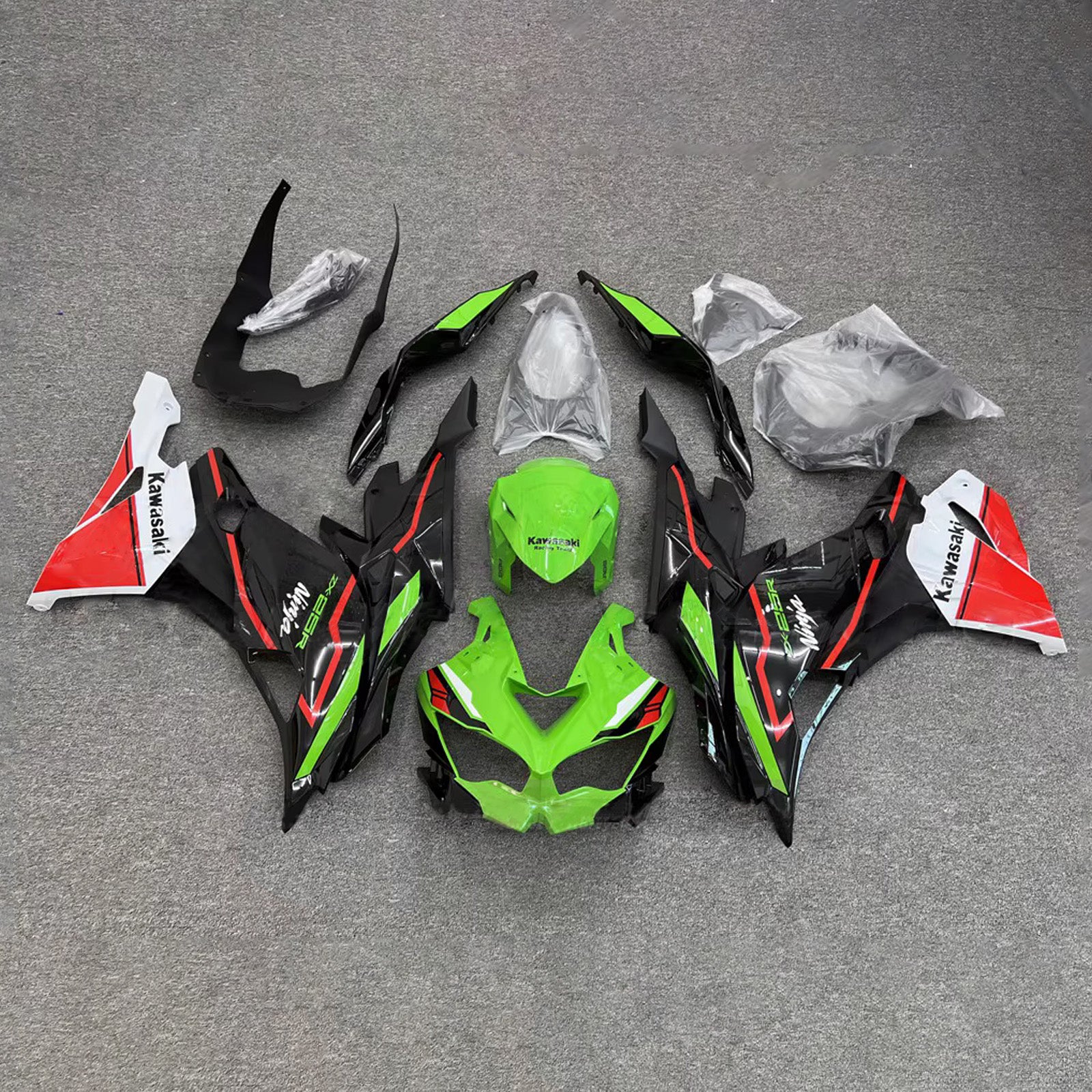 Amotopart 2019-2022 Kawasaki Ninja ZX-25R 2023-2025 Kawasaki Ninja ZX-4R/ZX-4RR Green Red Black White Fairing Kit