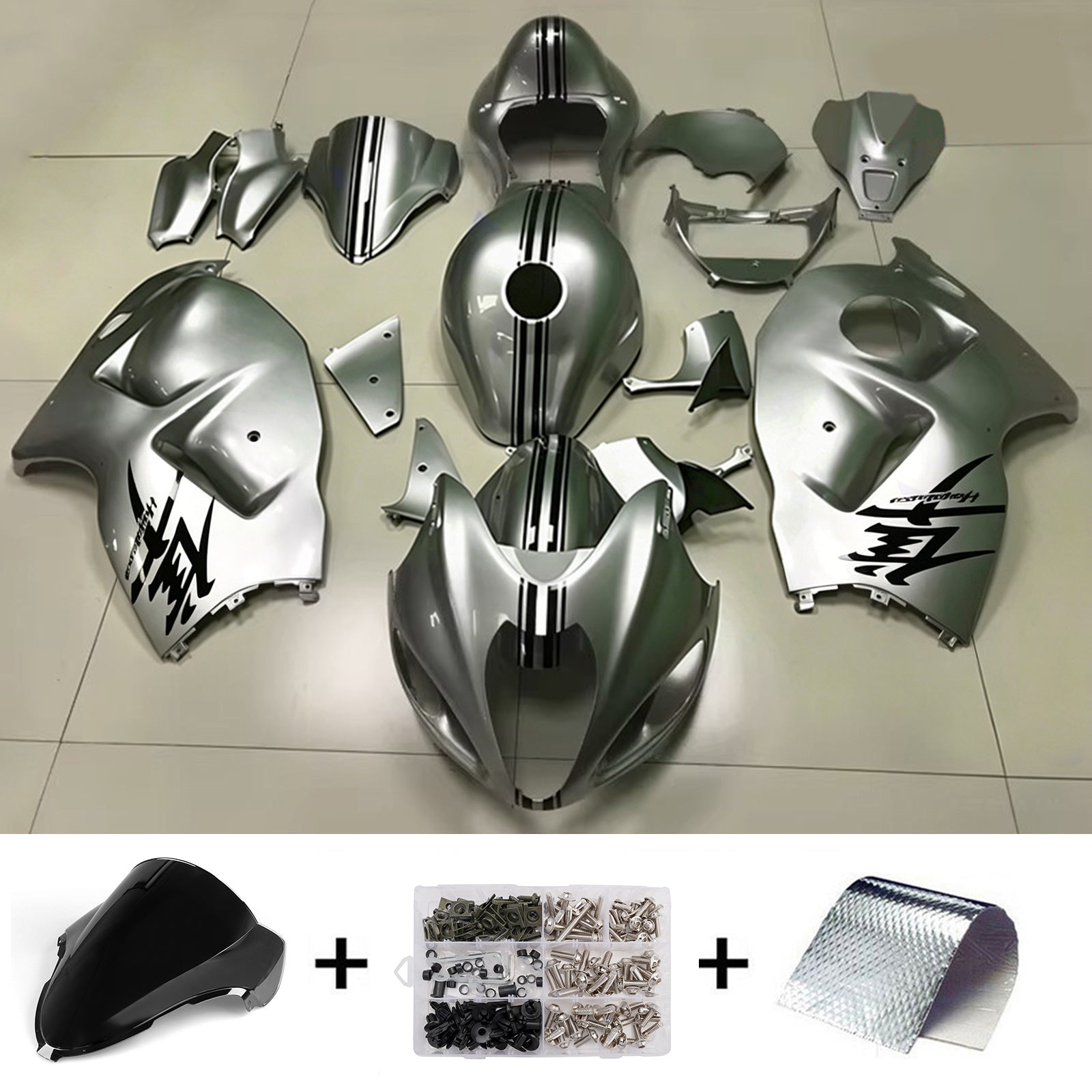 Amotopart 1999-2007 Suzuki Hayabusa GSX1300R Stříbrná sada kapotáže