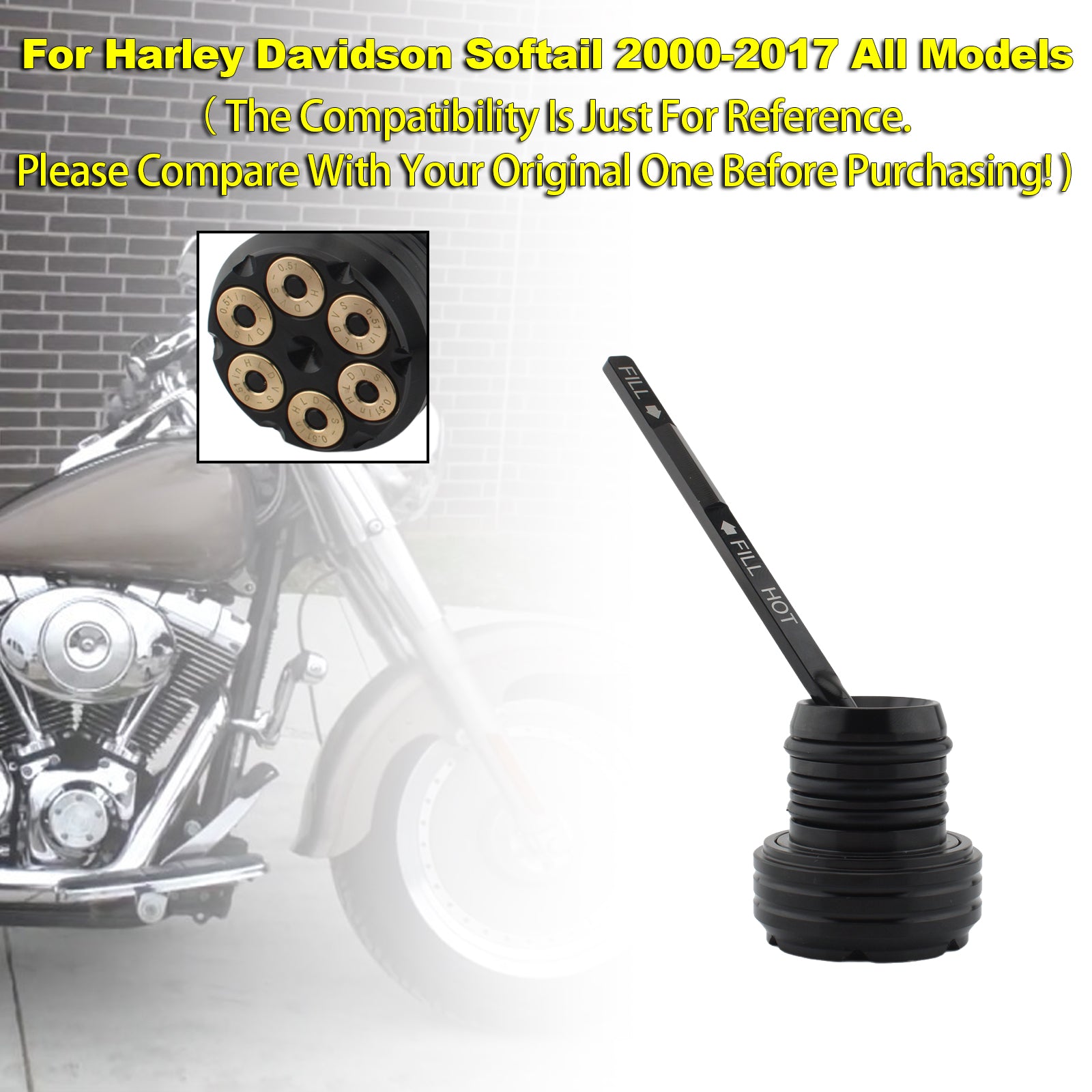 Oil Dipstick Tank Cap Plug For Softail 2000-2017 All Models