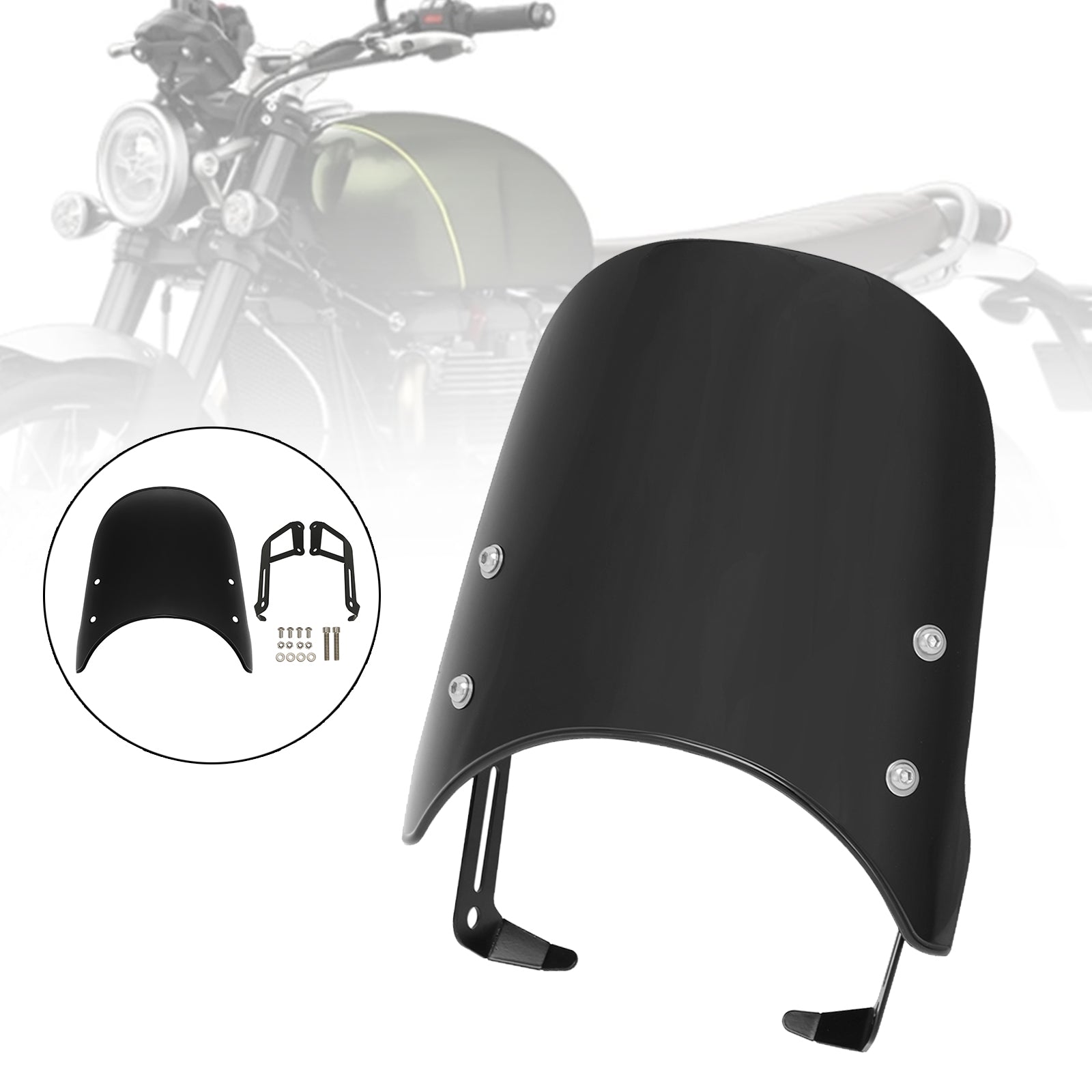 19-23 Scrambler 1200 XC XE & 16-23 Street Twin 900 Black Windshield WindScreen