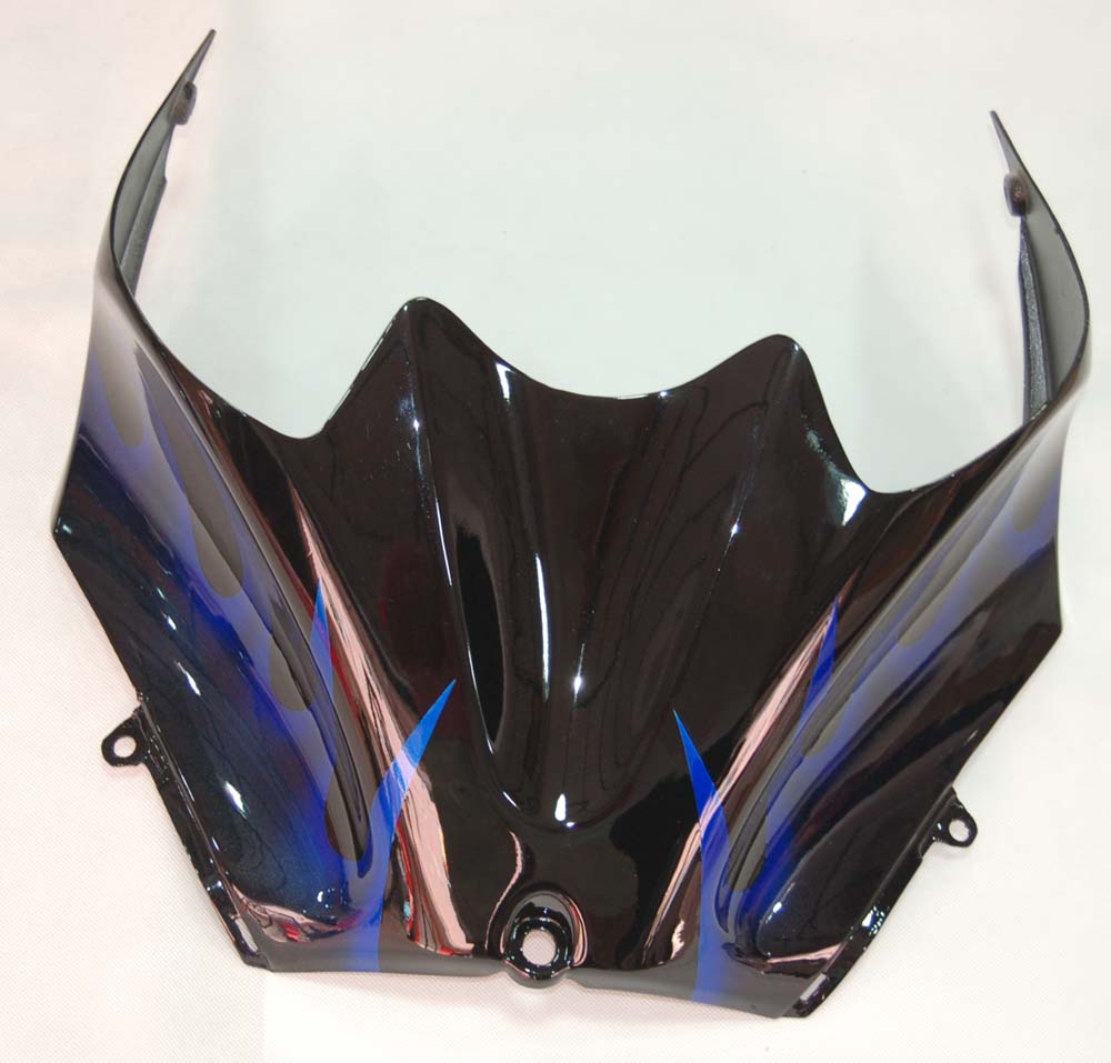 Amotopart 2006–2011 Kawasaki ZX14R Schwarz mit Blue Flame Verkleidungsset