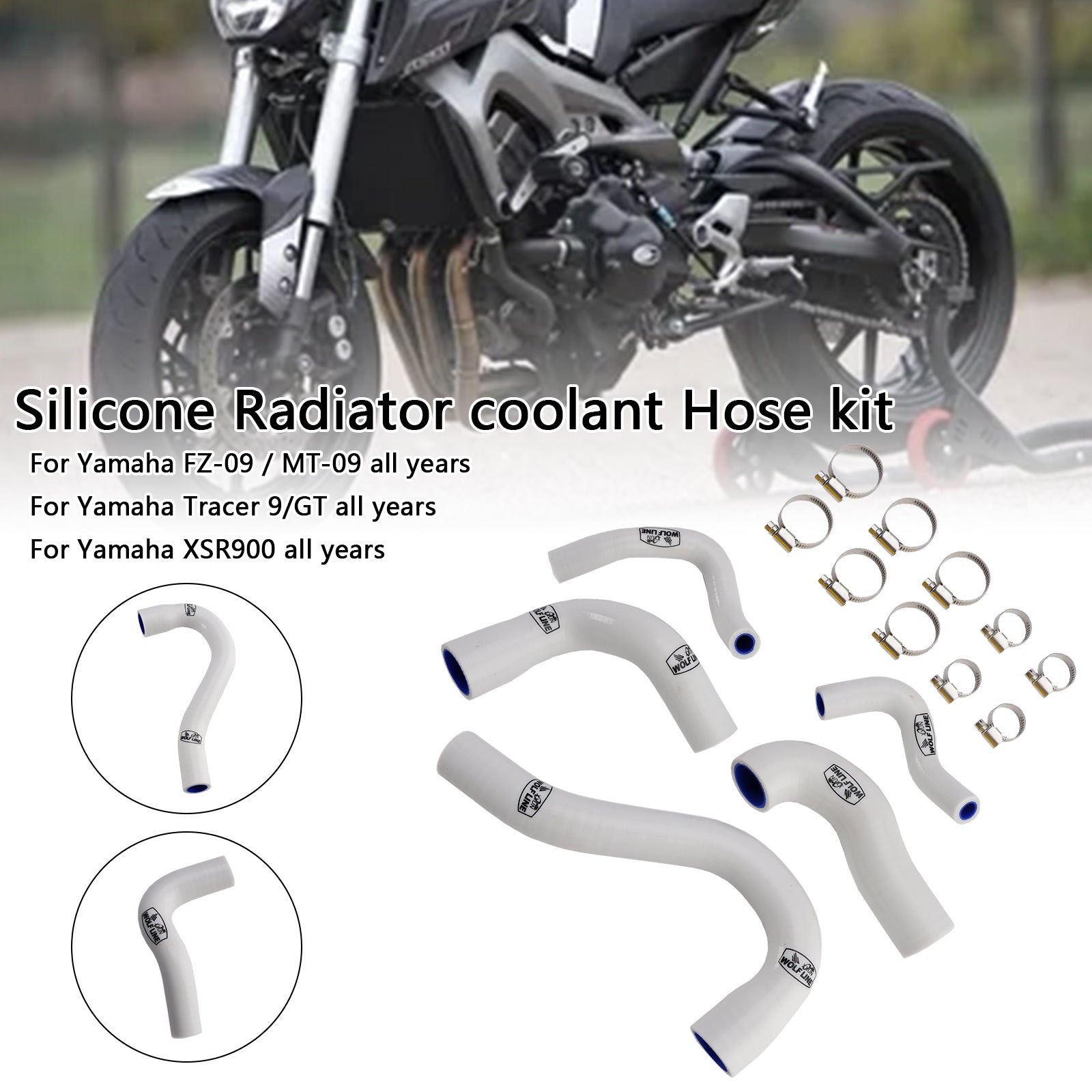 All Years Yamaha MT-09 XSR900 Tracer 9/GT Silicone Radiator coolant Hose