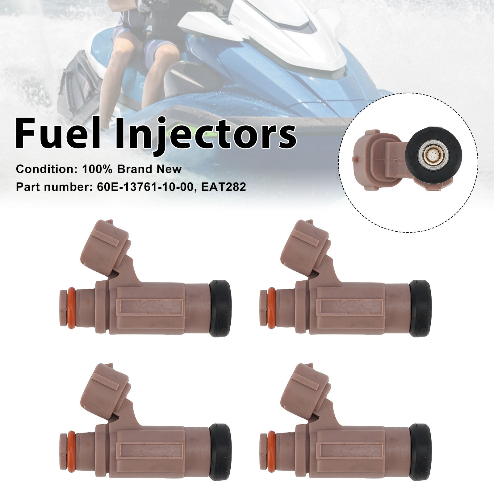 Yamaha PWC FX SX AR VX 4PC EAT282 Fuel Injectors 60E-13761-10-00