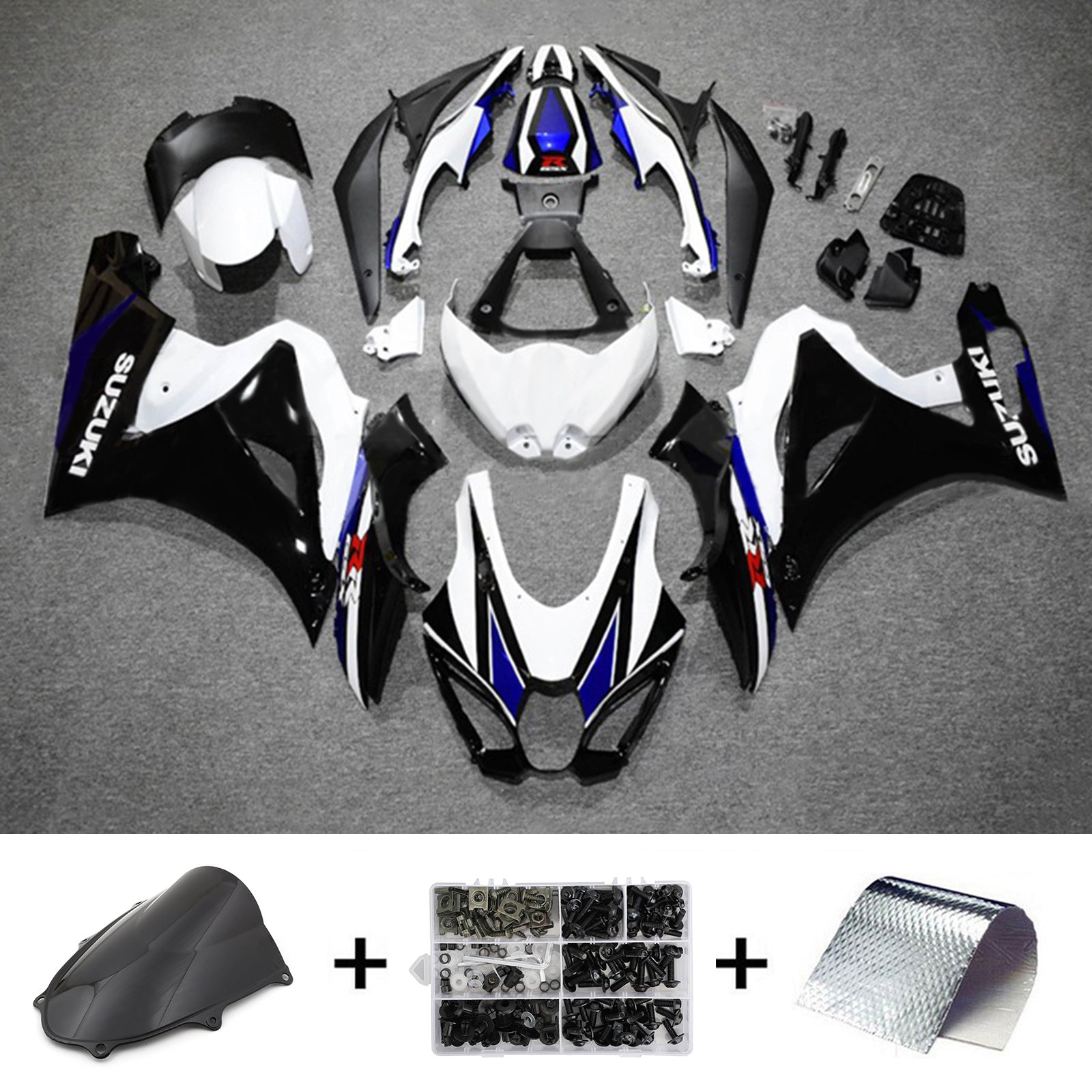 Amotopart 2017–2024 K17 GSXR1000 Suzuki Black & Blue Style4 Verkleidungsset