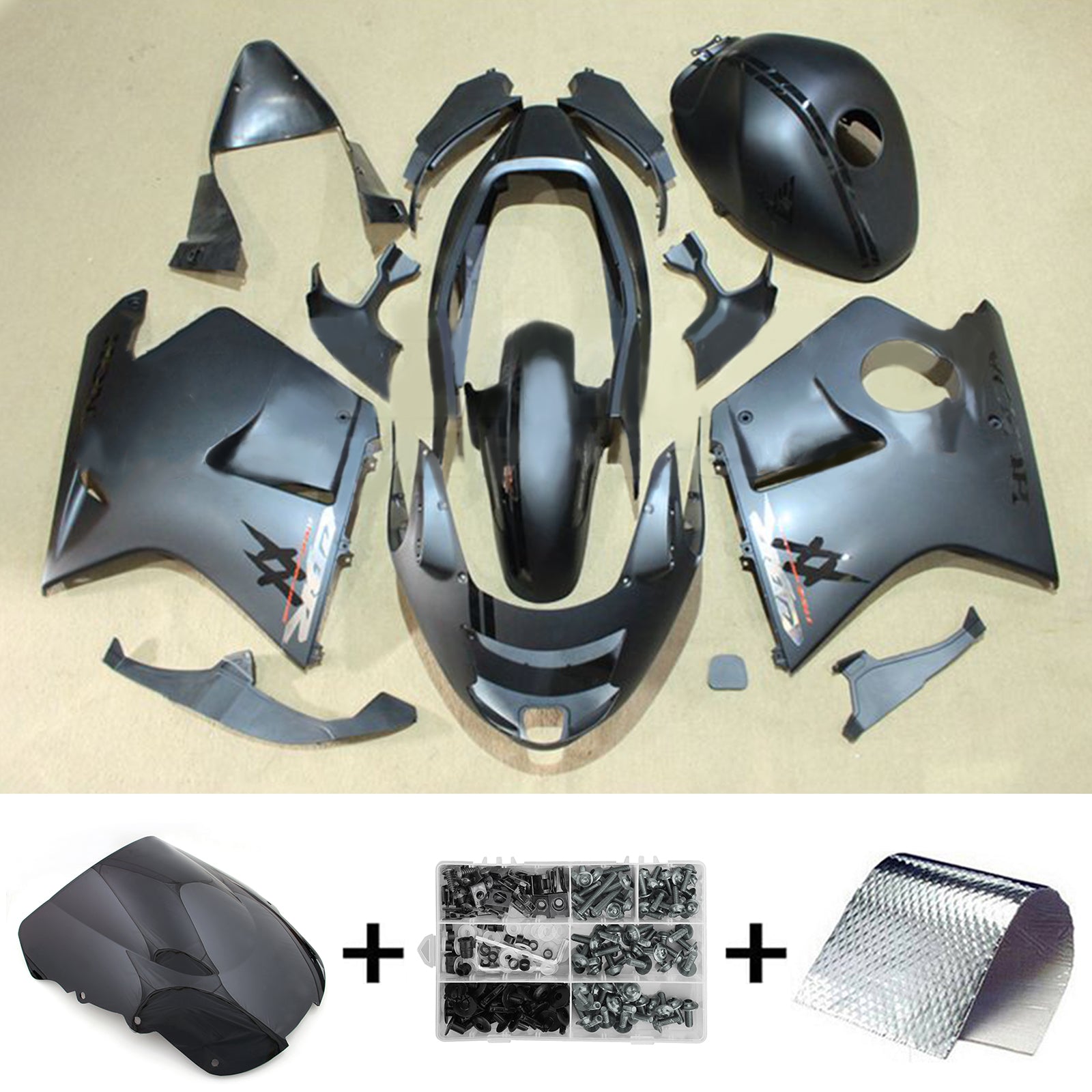 Amotopart 1996–2007 CBR1100XX SuperBlackBird Honda Dunkelgraues Verkleidungsset