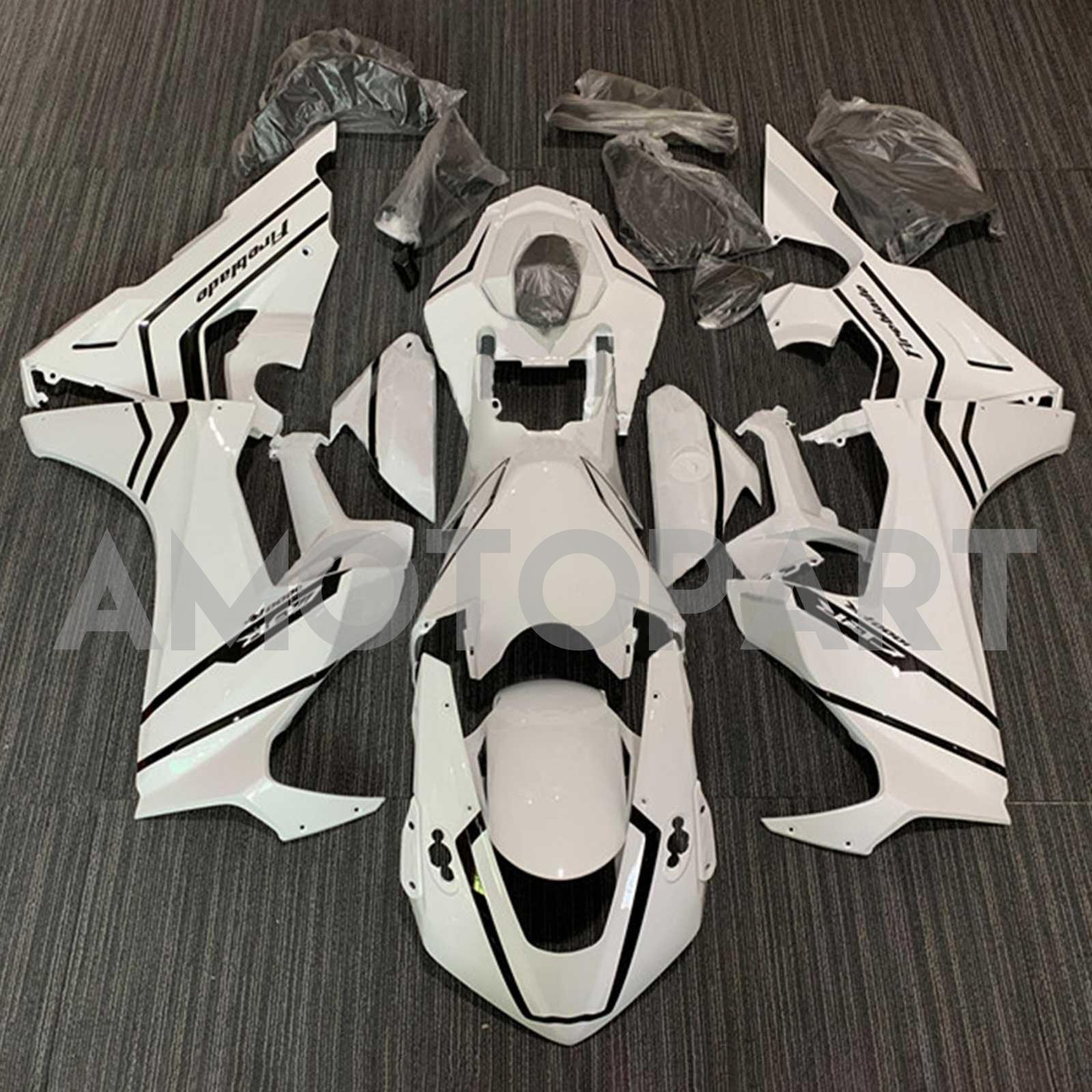 Amotopart 2017-2025 Honda CBR1000RR Fairing White with Black Stripe Kit