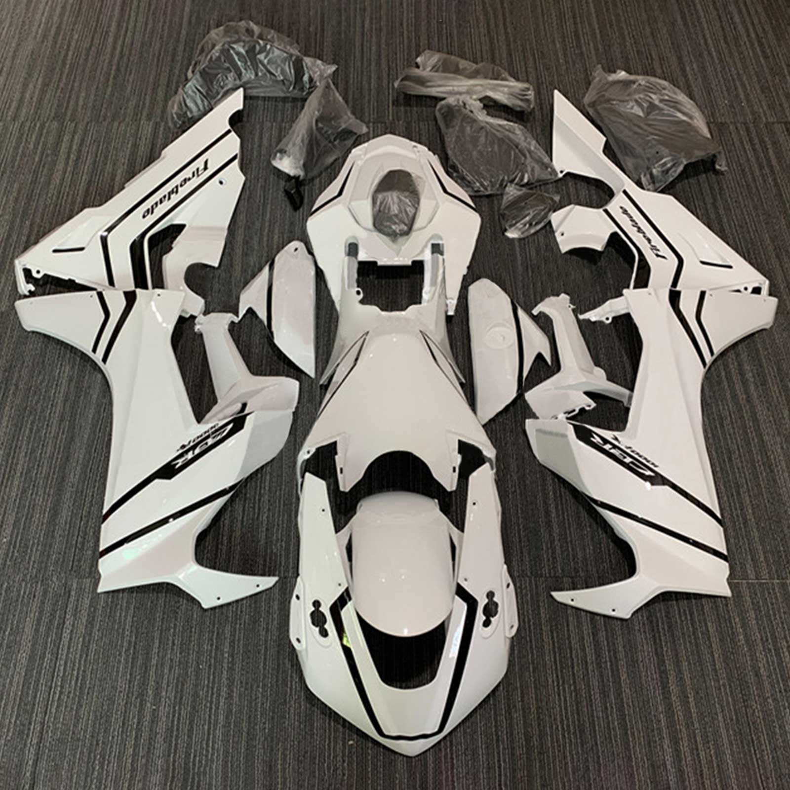 Amotopart 2017-2023 Honda CBR1000RR Fairing White with Black Stripe Kit