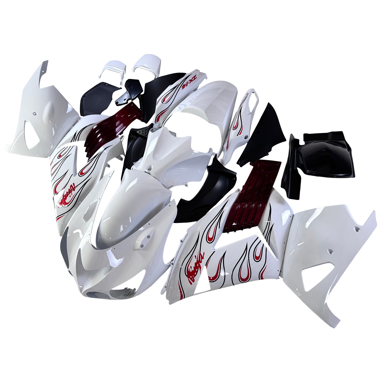 Amotopart 2006–2011 Kawasaki ZX14R ZZR1400 weißes Verkleidungsset
