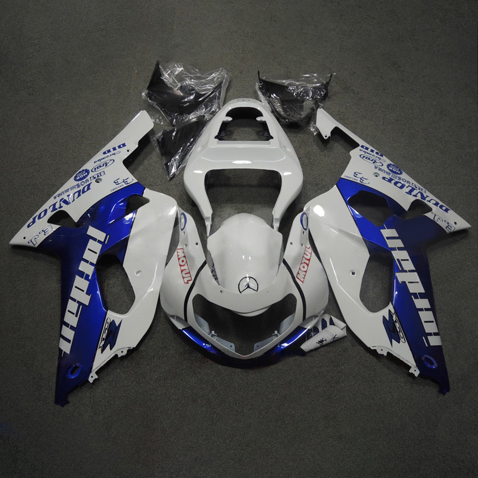 Amotopart Suzuki 2001-2003 GSXR 600 2000-2003 GSXR 750 White Blue Fairing Kit