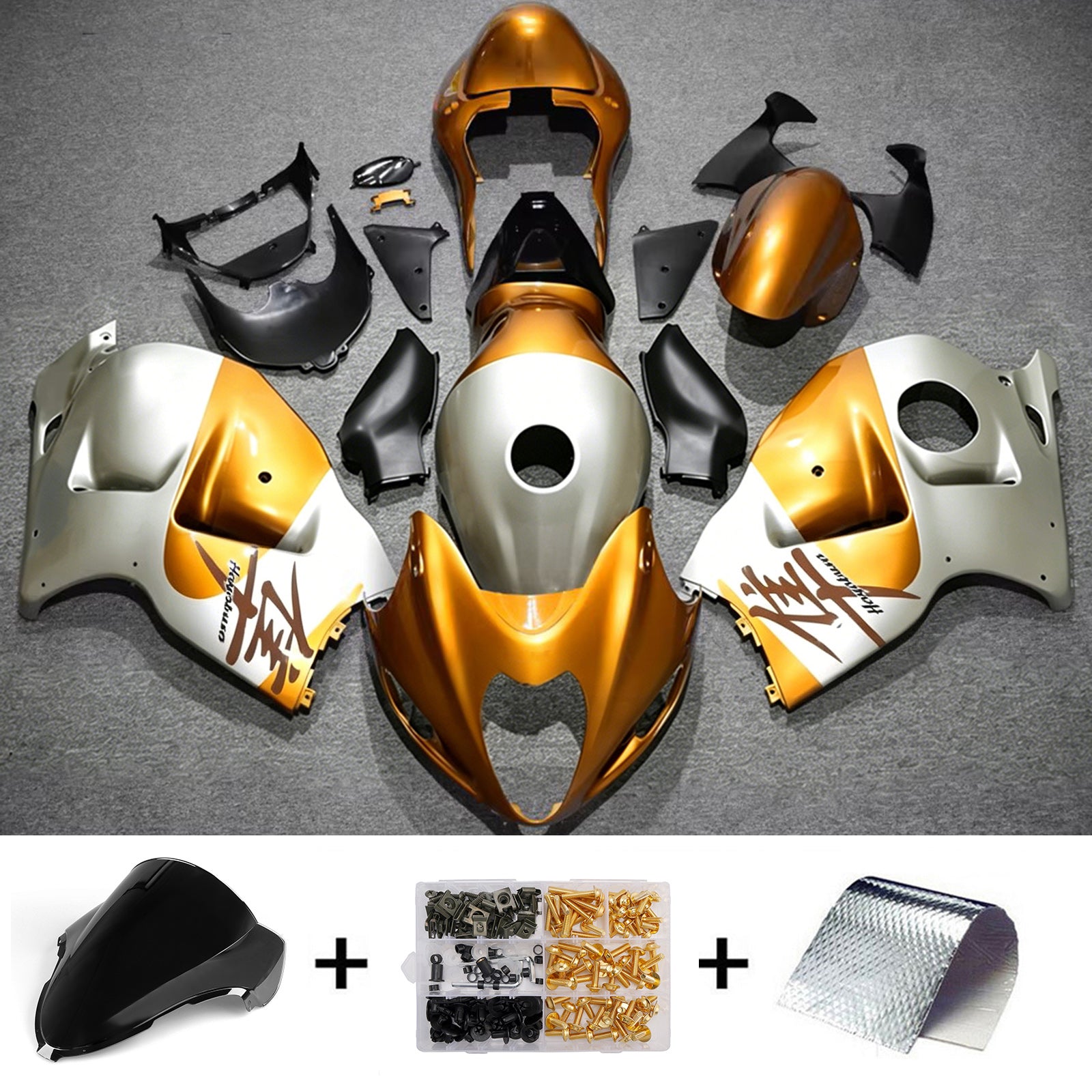 Amotopart 1999-2007 Suzuki Hayabusa GSX1300R Guld/sølv kåbesæt
