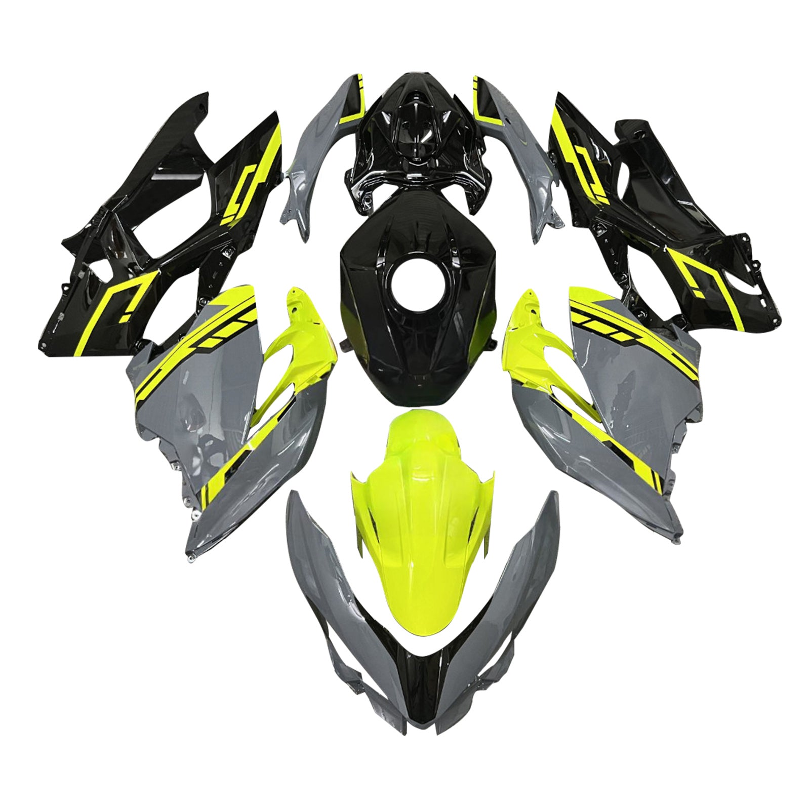 Amotopart 2018-2024 Kawasaki EX400 Ninja400 Yellow Gray Black Fairing Kit