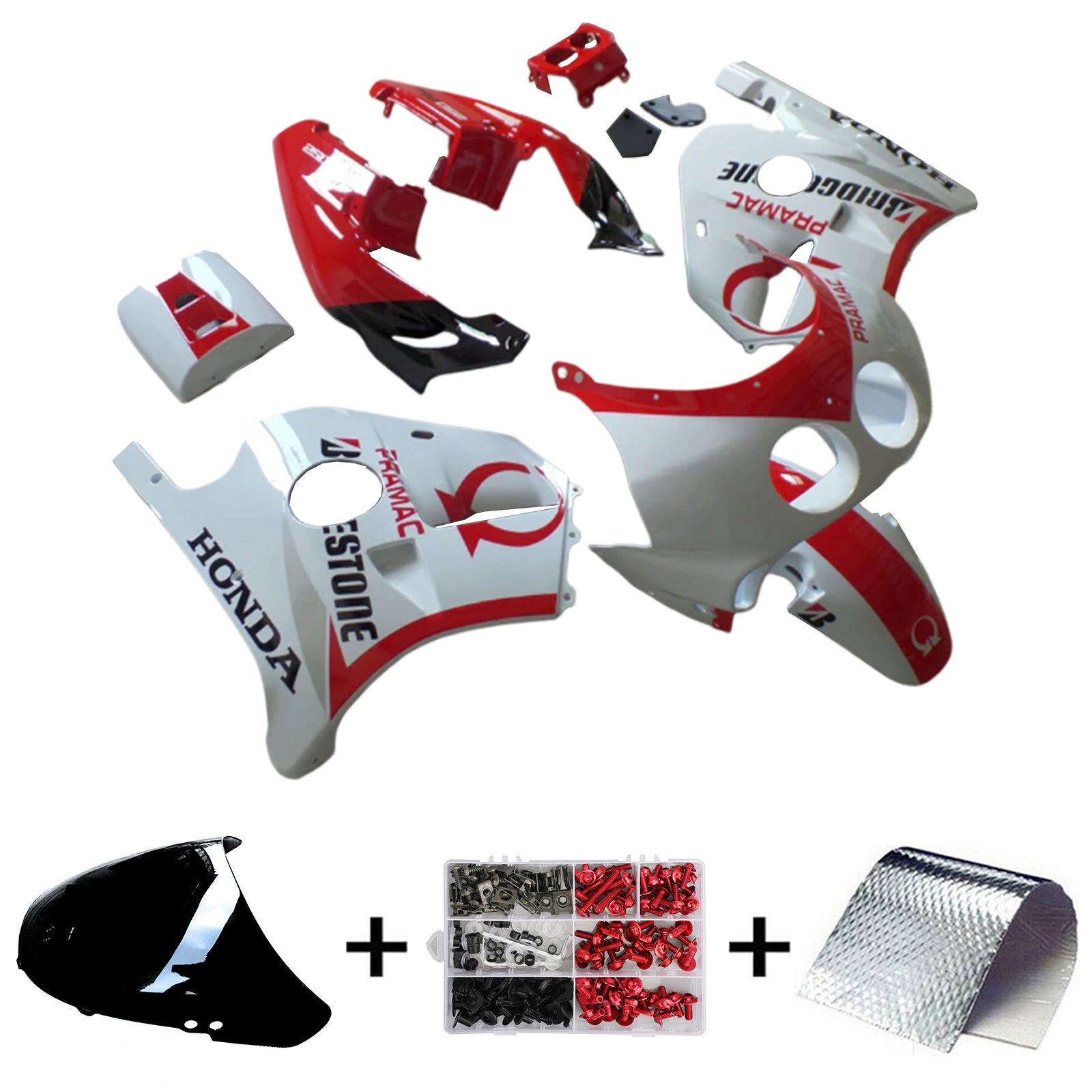 Amotopart 1990-1998 Honda CBR250RR MC22 White Red Fairing Kit