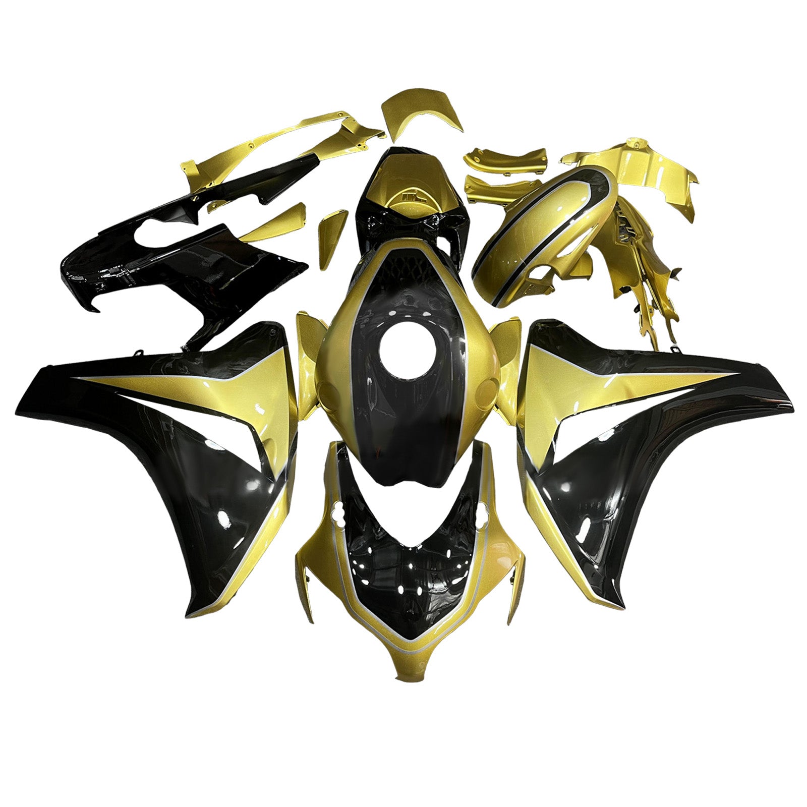 Amotopart 2008-2011 Honda CBR1000rr Kit de carénage en or noir