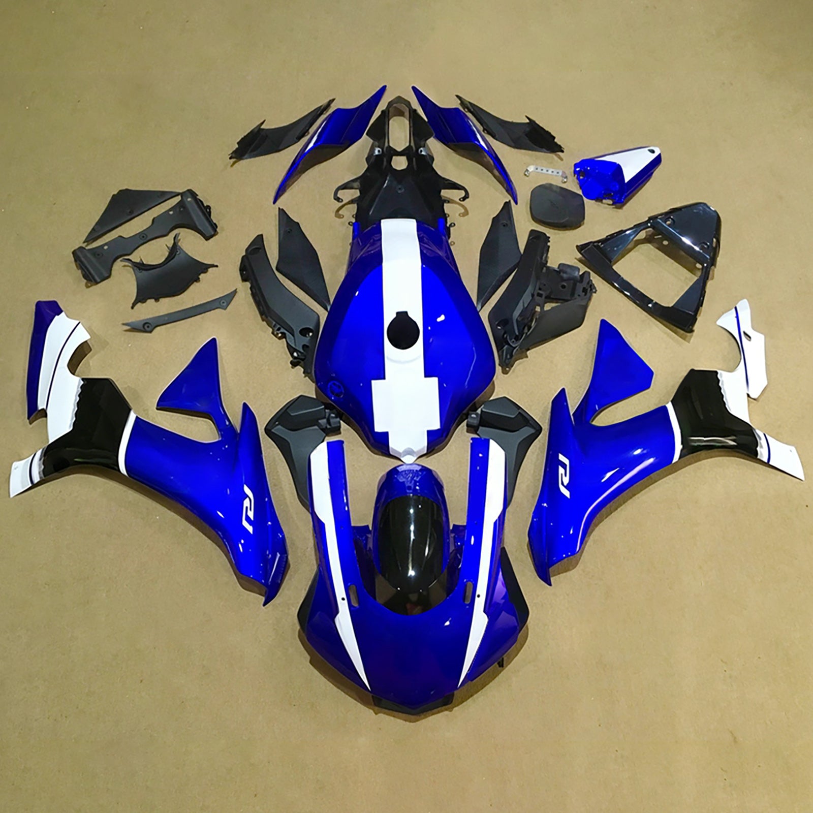 Amotopart 2015-2019 Yamaha YZF 1000 R1 Blue/White Fairing Kit