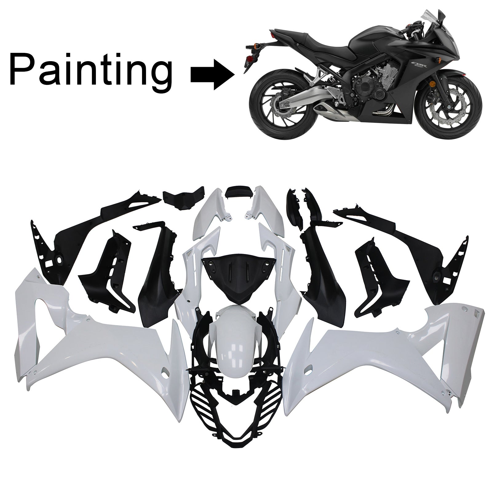 Kit de carénage noir Amotopart 2017-2019 Honda CBR650F