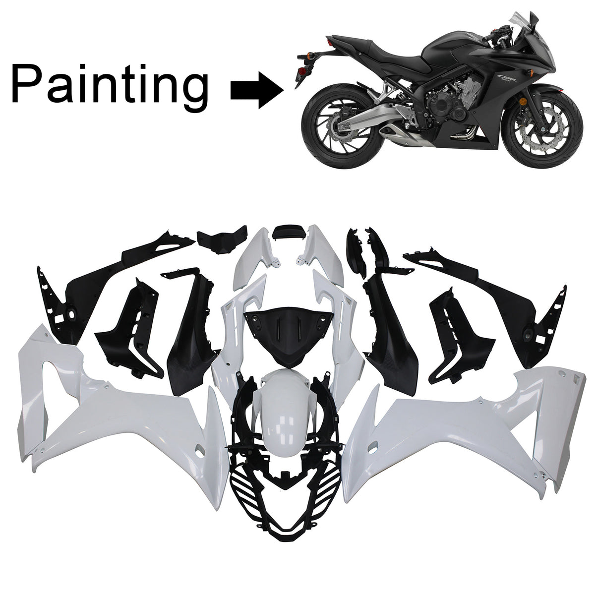 Amotopart 2017-2019 Honda CBR650F Kit de carenado negro