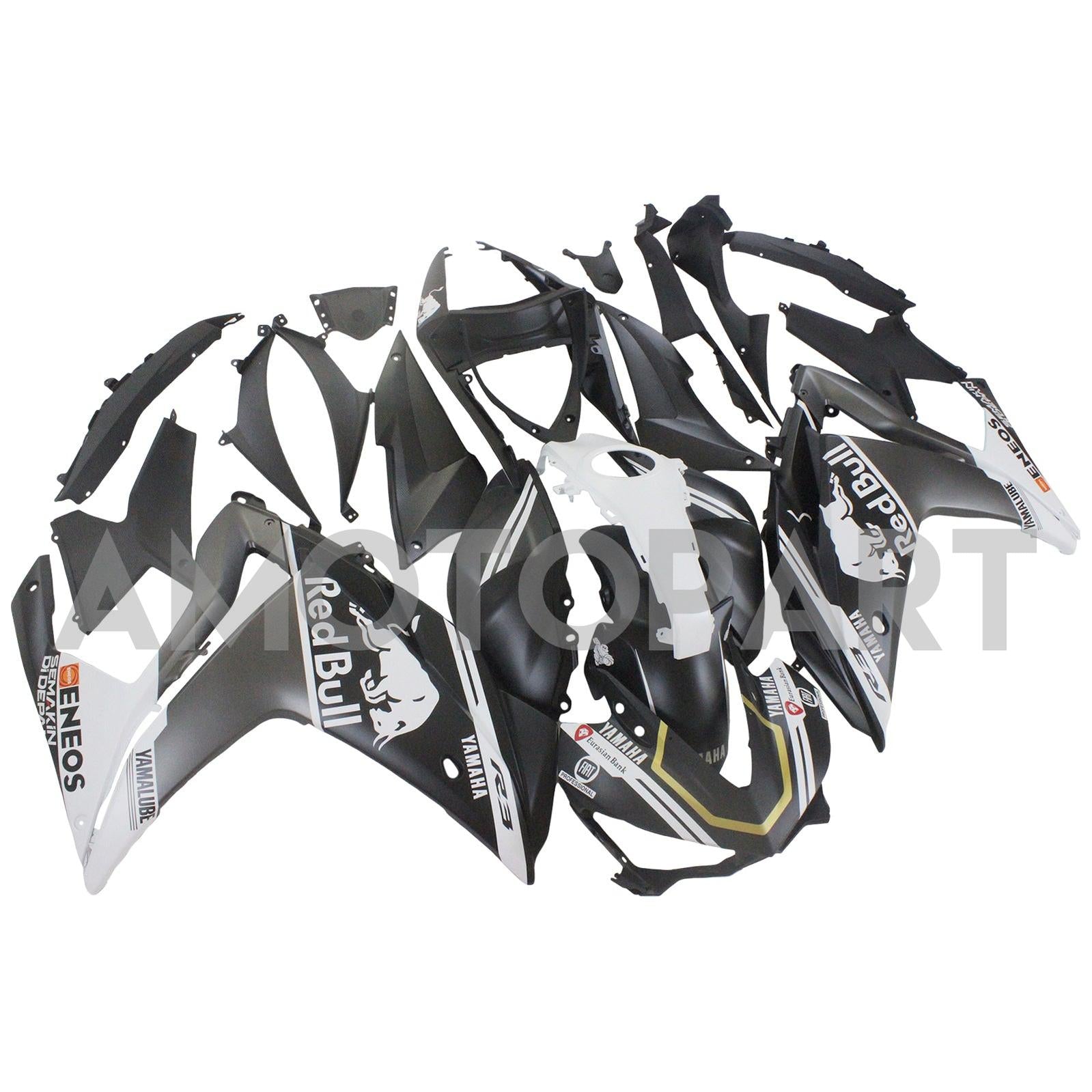 Amotopart Yamaha 2014-2018 YZF-R3 2015-2017 R25 Black Fairing Kit