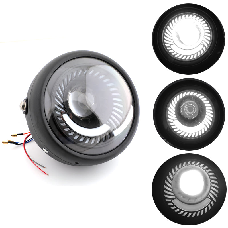 6.5 inch Cafe Racer Bobber Custom Chopper LED Headlight White Light Projector
