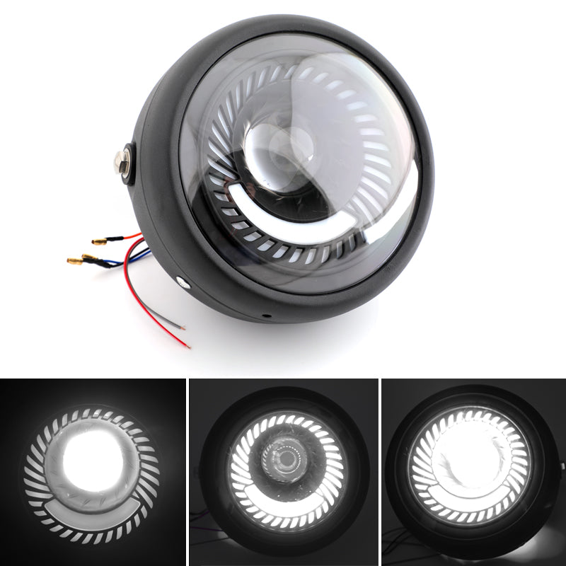 6.5 inch Cafe Racer Bobber Custom Chopper LED Headlight White Light Projector