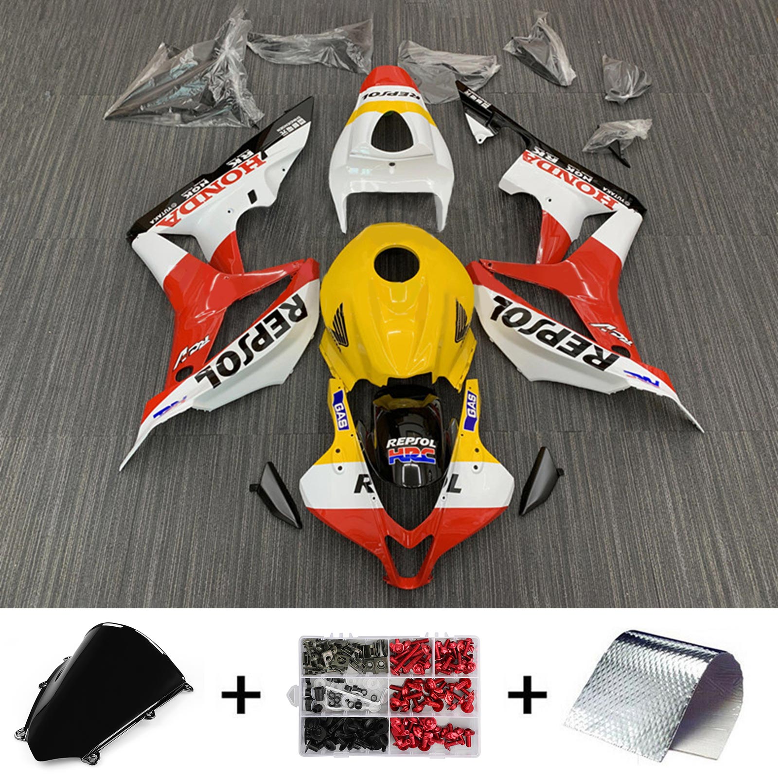 Amotopart 2007-2008 ホンダ CBR600RR レッド イエロー ホワイト フェアリングキット