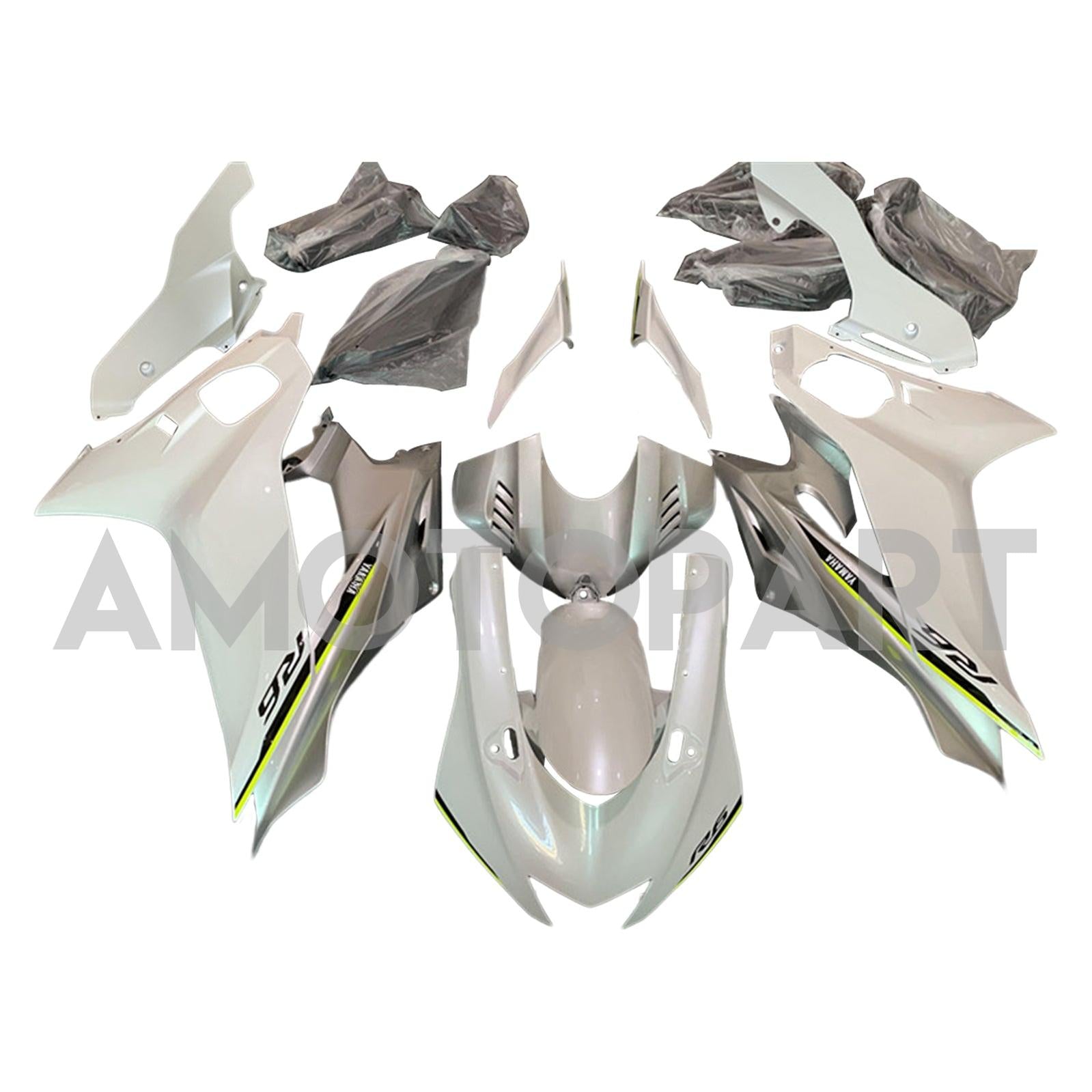 Amotopart Yamaha YZF-R6 2017-2023 Weiß&Graues Verkleidungsset
