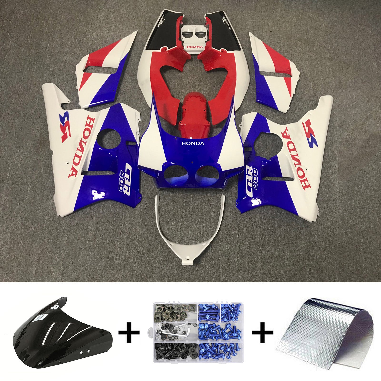 Amotopart 1987-1989 ホンダ CBR400RR NC23 フェアリング レッド&ブルー キット