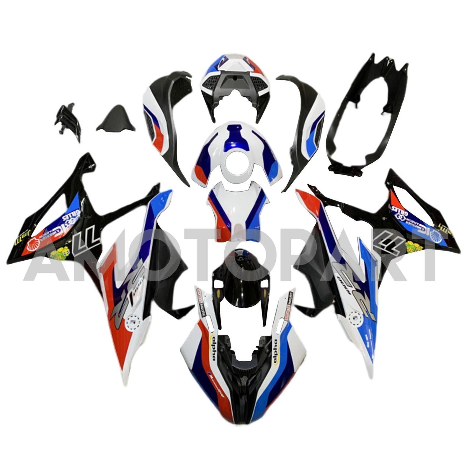 Amotopart BMW S1000RR 2019-2022 Blue & Red Style3 Fairing Kit