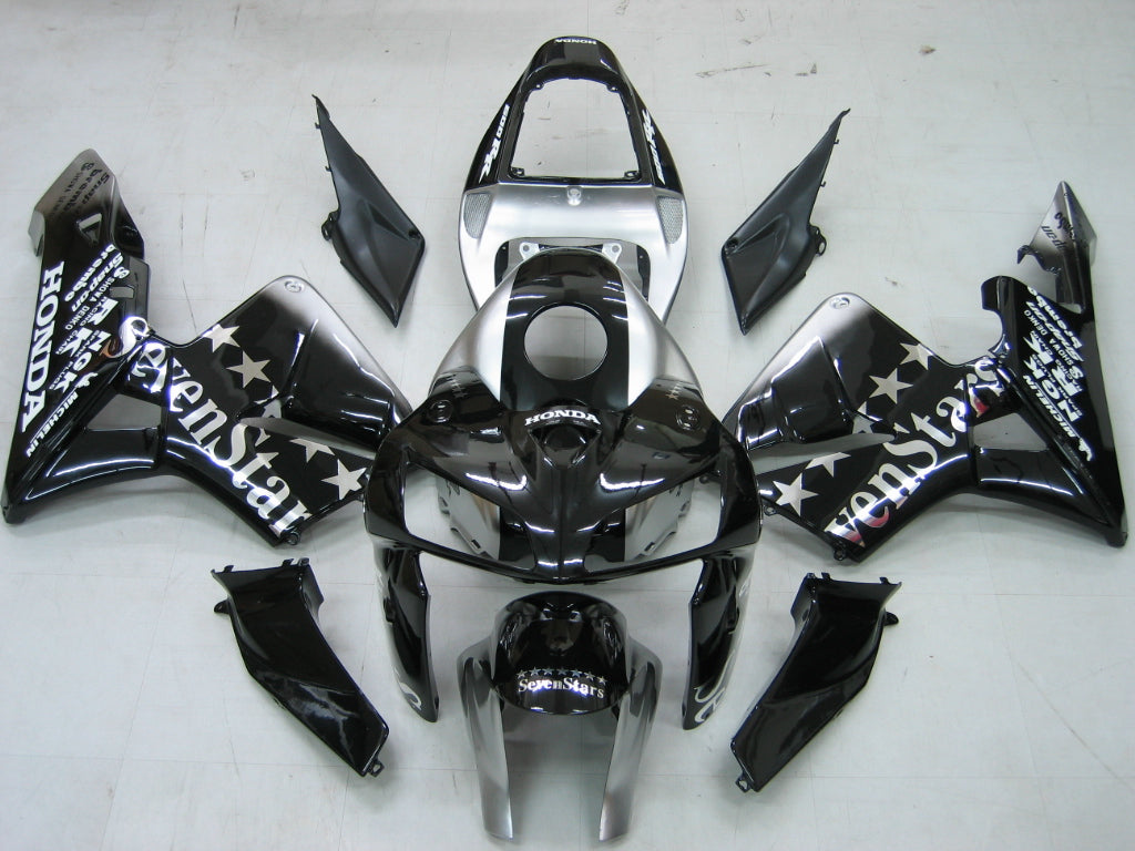 Amotopart 2005–2006 Honda CBR600RR Schwarz-Silber-Akzent-Verkleidungsset