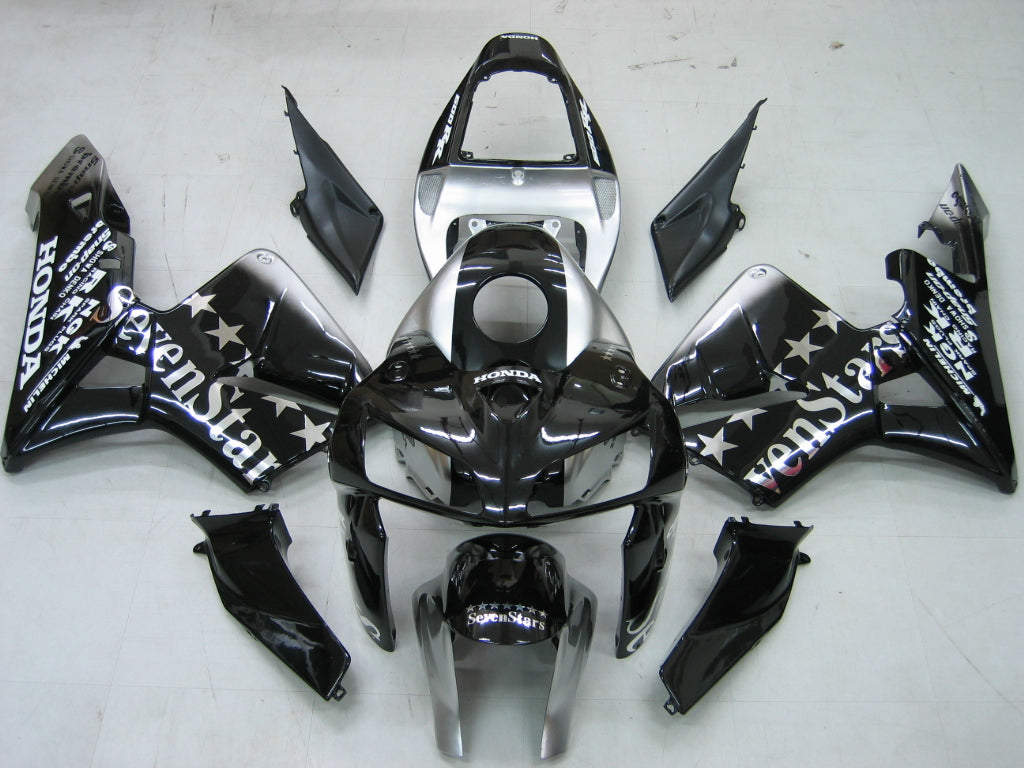 Amotopart 2005-2006 Honda CBR600RR Kit de carenado negro y plateado